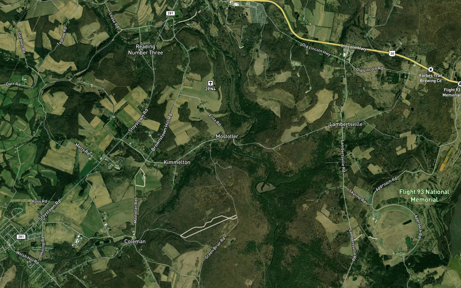 Satellite map of the Wells Creek