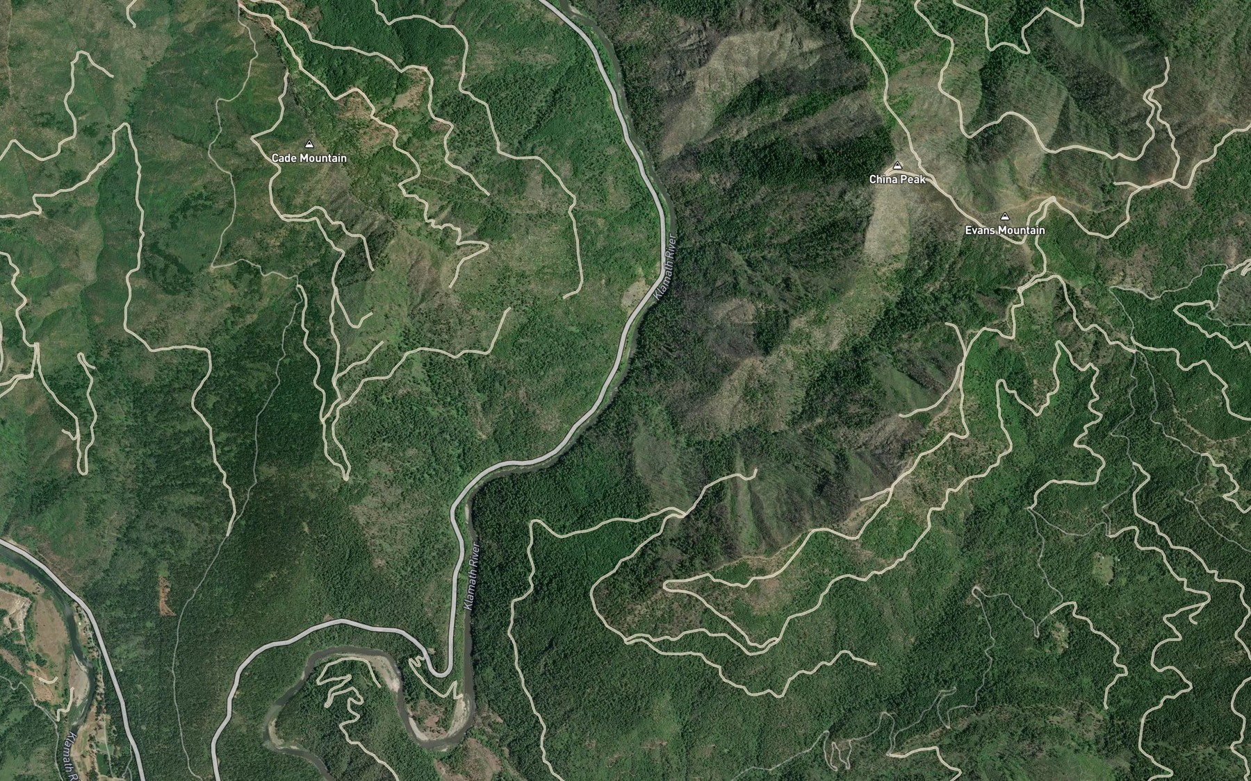 Satellite map of the Joe Miles Creek