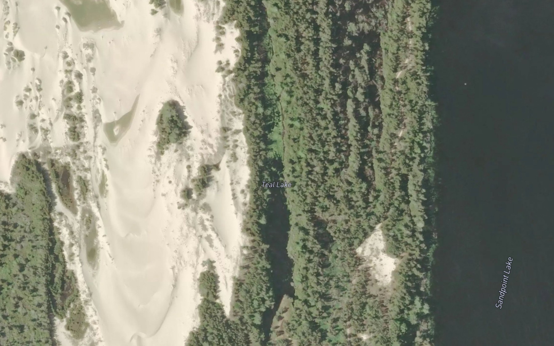 Satellite map of the Teal Lake