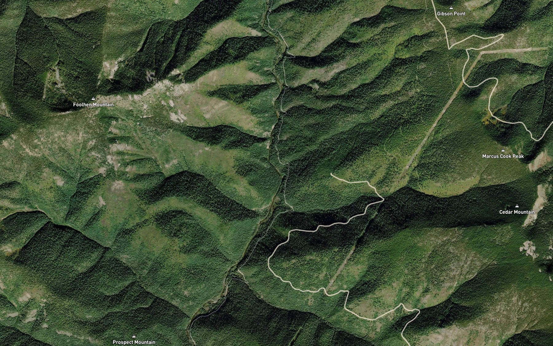 Satellite map of the Cairn Creek