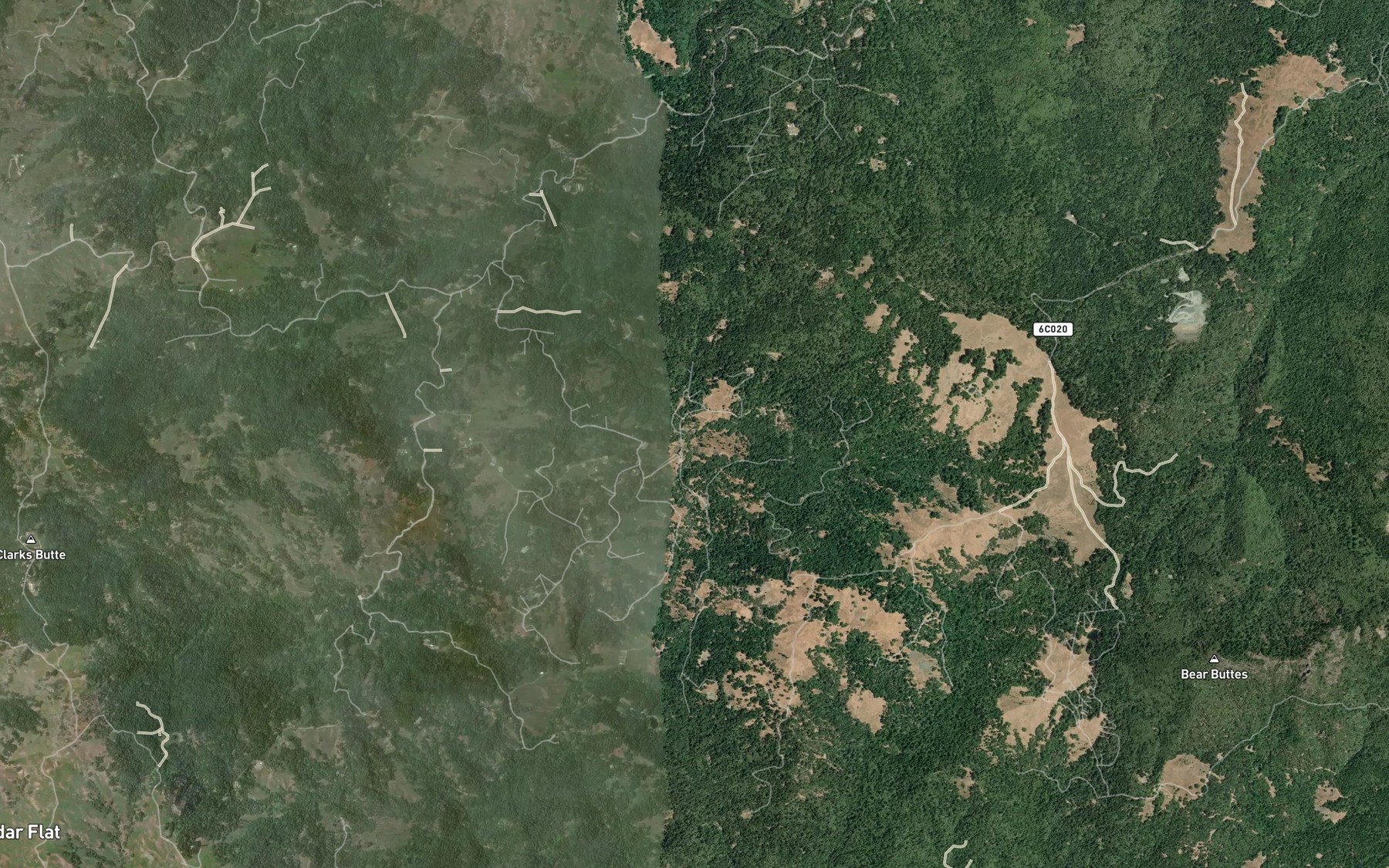 Satellite map of the Bogus Creek