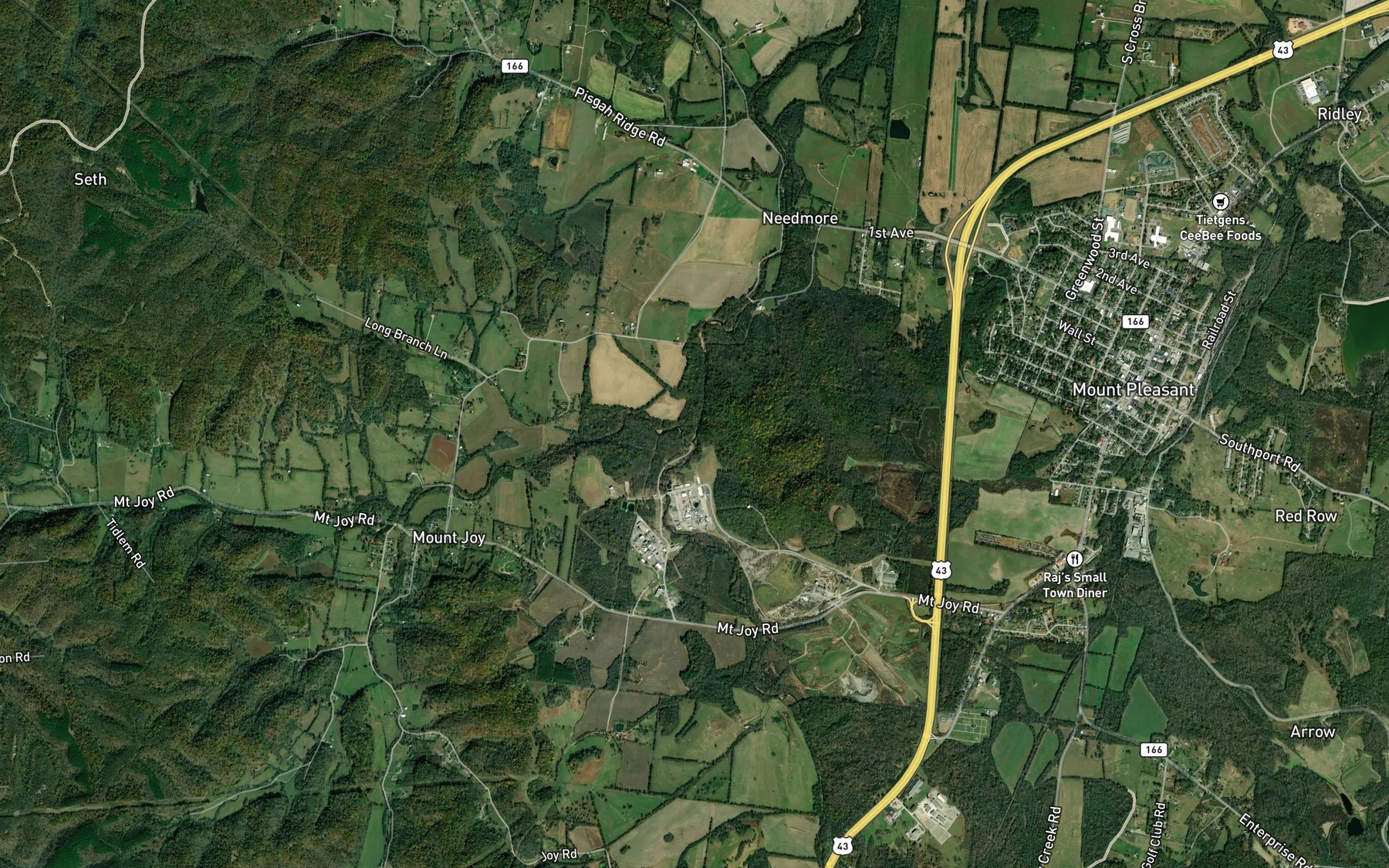 Satellite map of the West Fork Big Bigby Creek