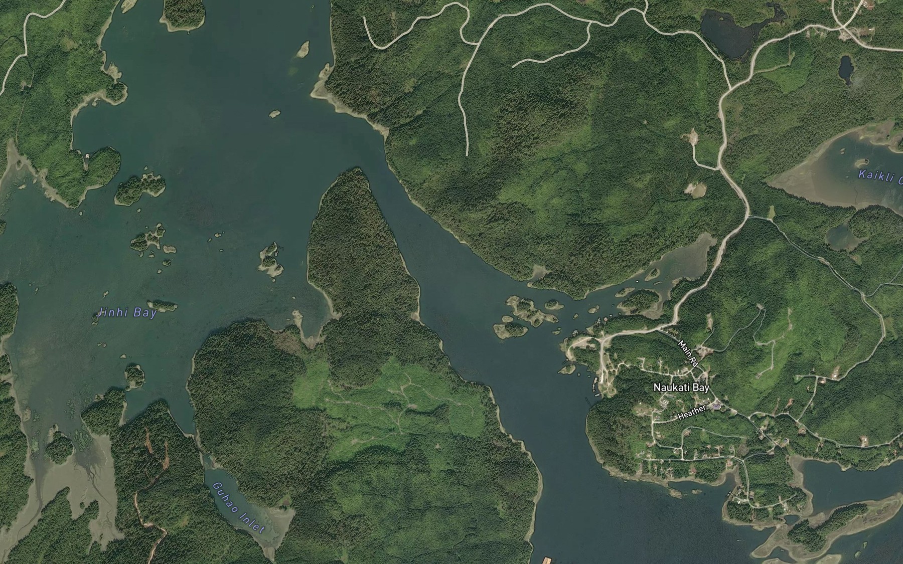 Satellite map of the Tuxekan Narrows