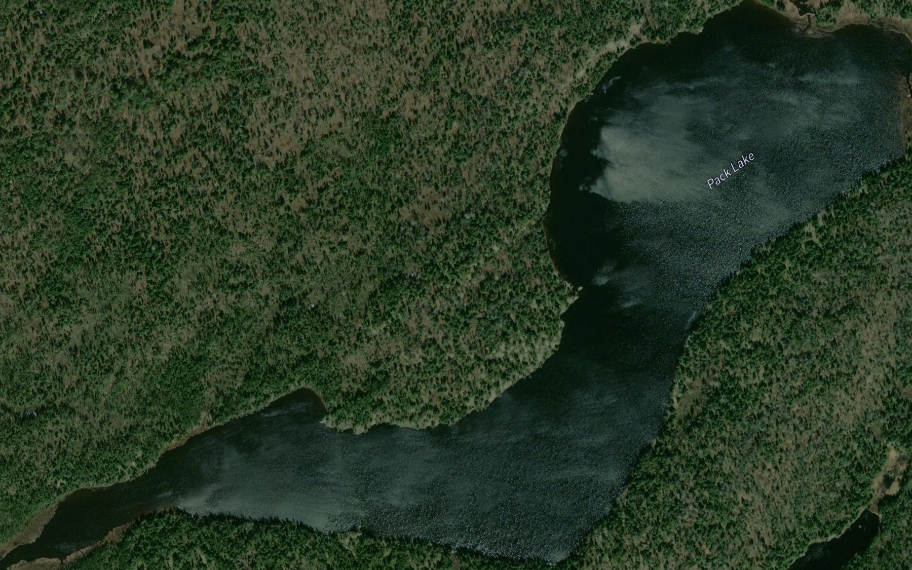 Satellite map of the Pack Lake