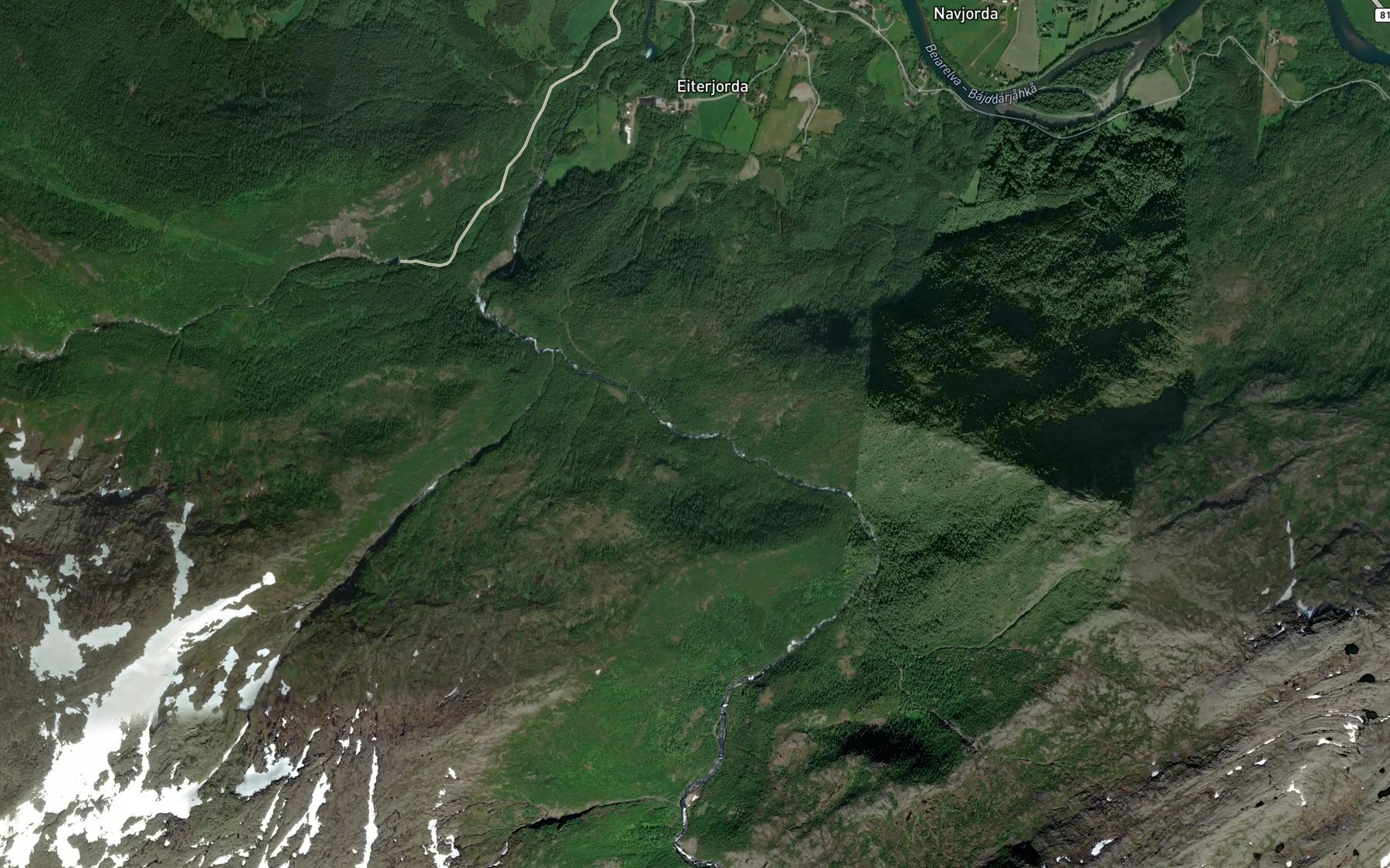 Satellite map of the Storforsen