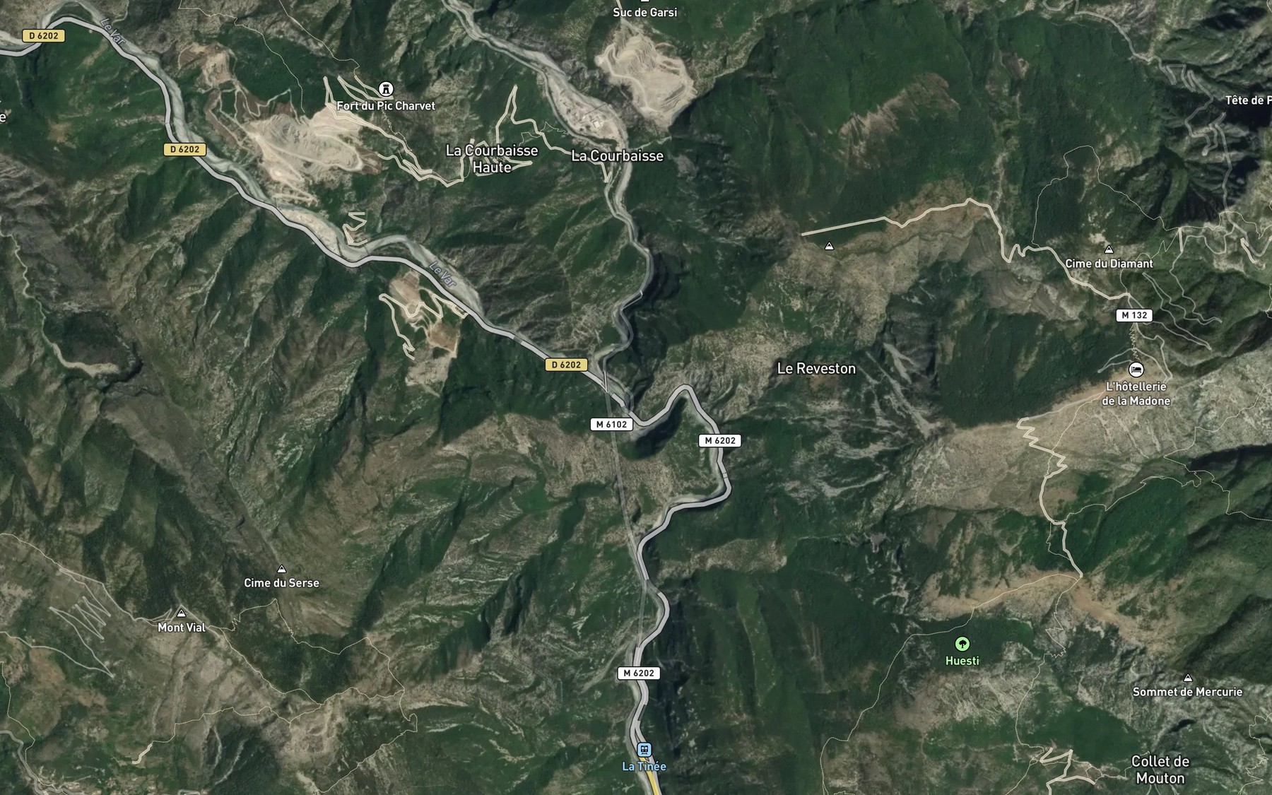 Satellite map of the Tinee