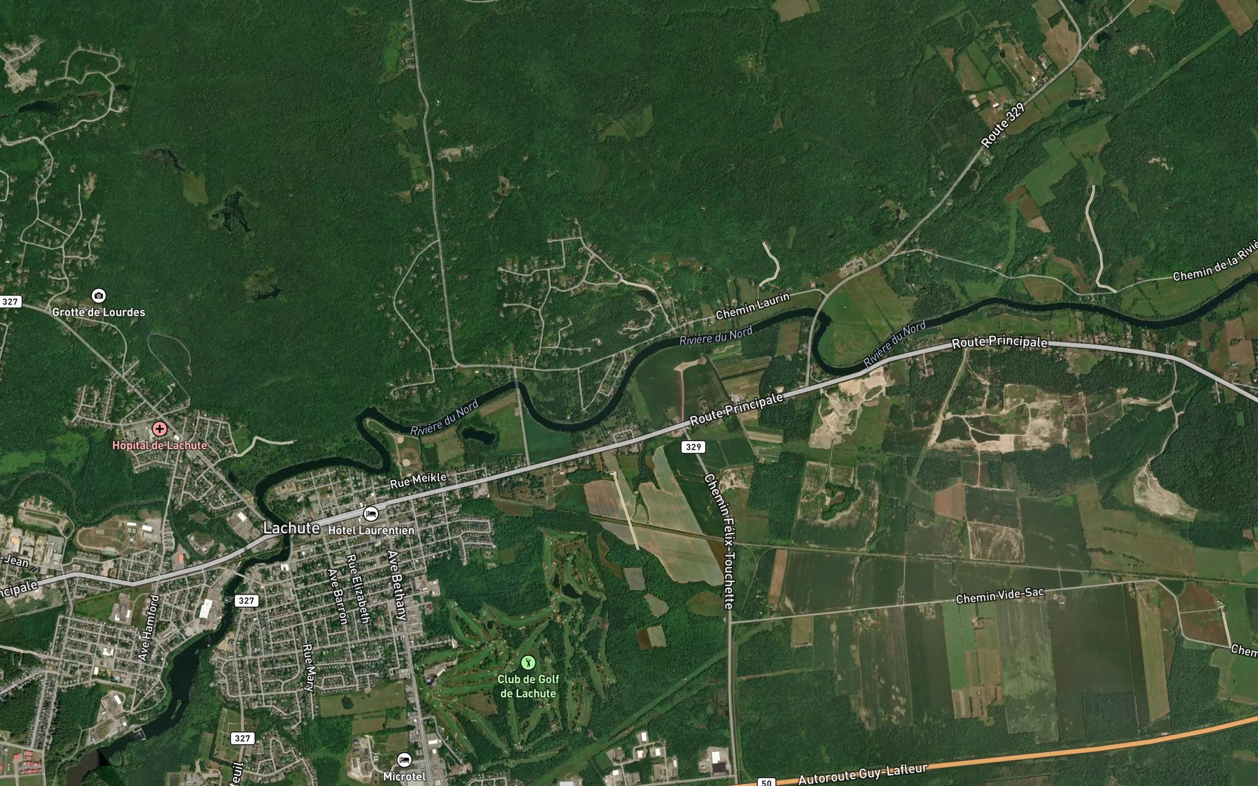 Satellite map of the Ruisseau Lachute