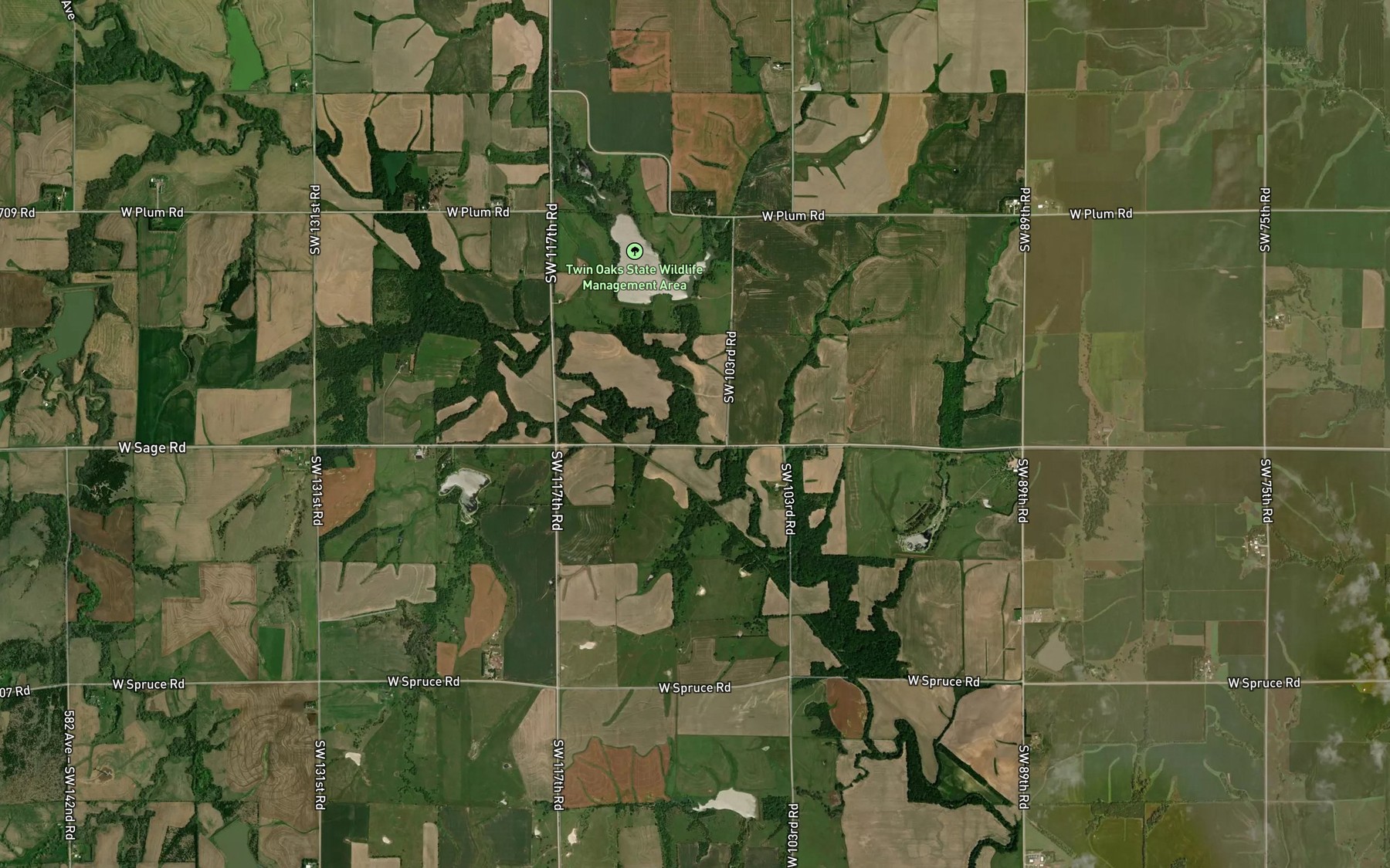 Satellite map of the Elm Creek