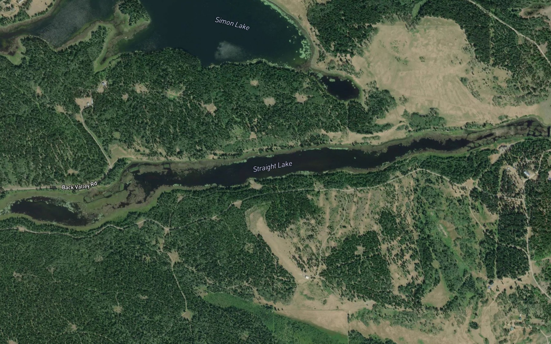 Satellite map of the Straight Lake