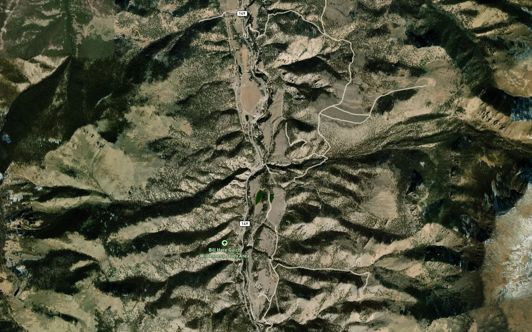 Satellite map of the Devils Creek