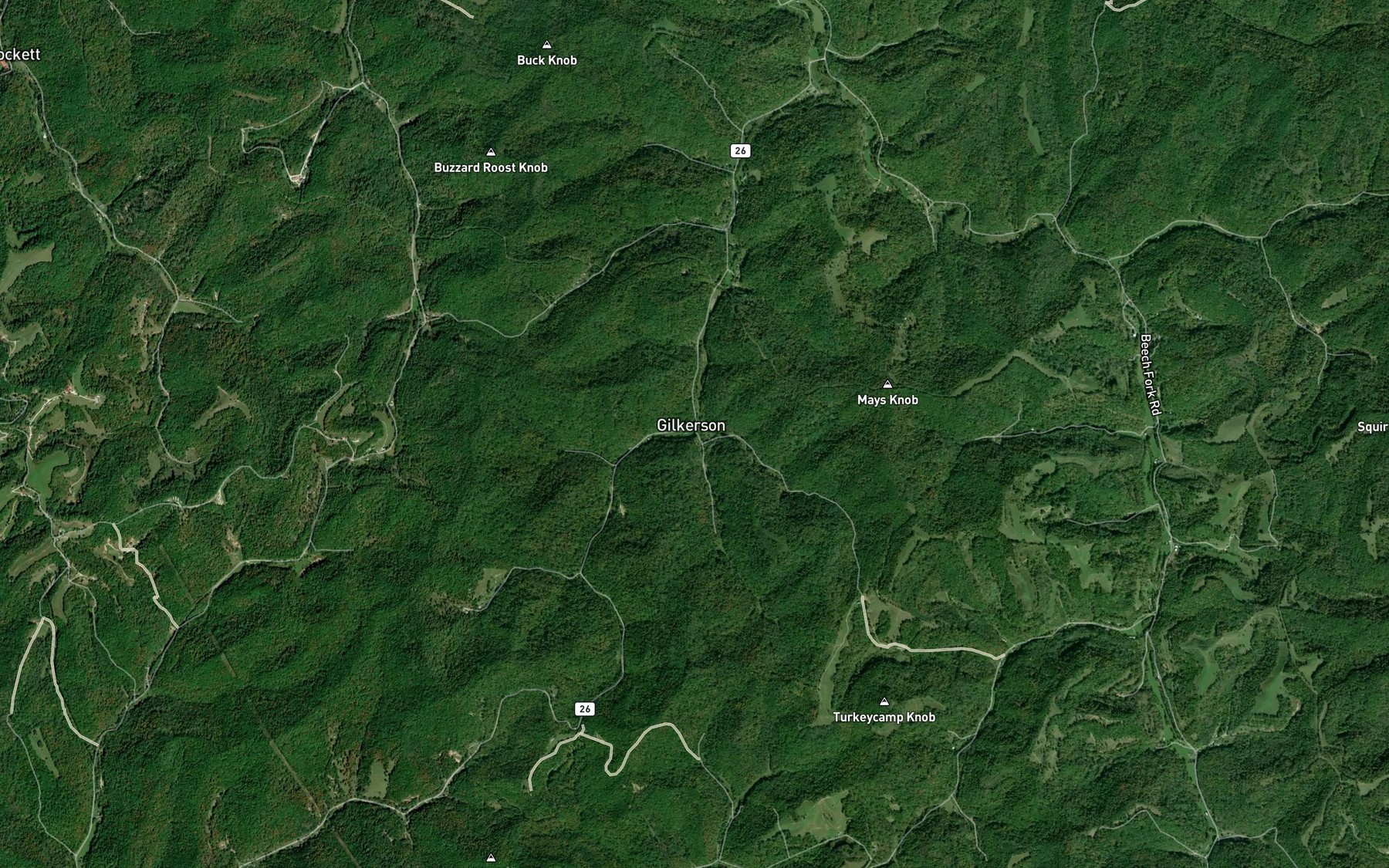 Satellite map of the Carter Branch