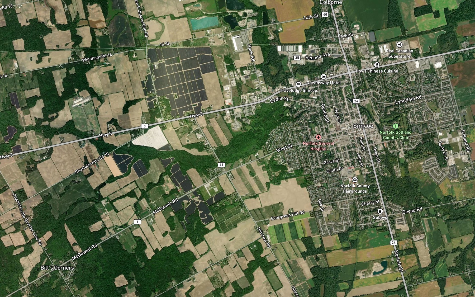 Satellite map of the Patterson Creek