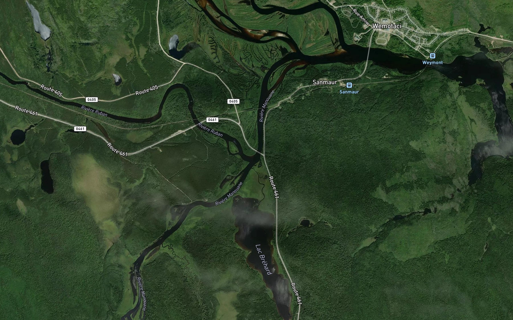 Satellite map of the Riviere Ruban