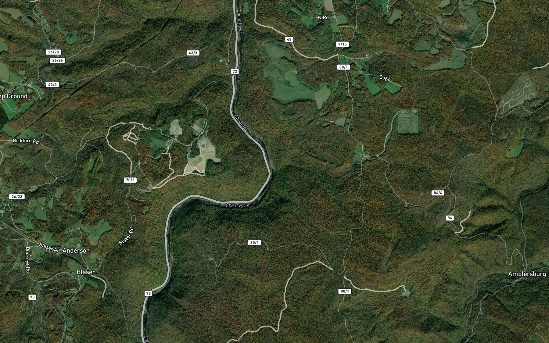 Satellite map of the Stamping Ground Run