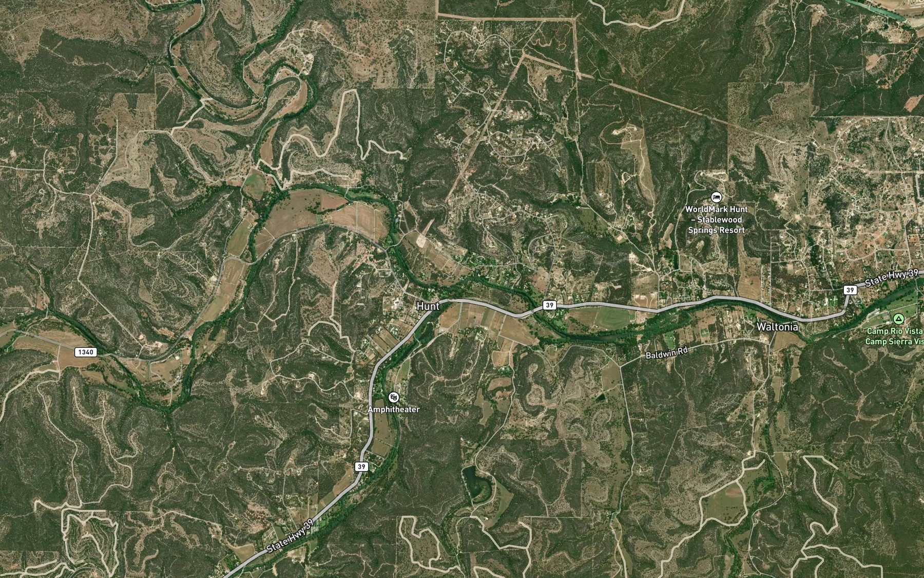 Satellite map of the South Fork Guadalupe River