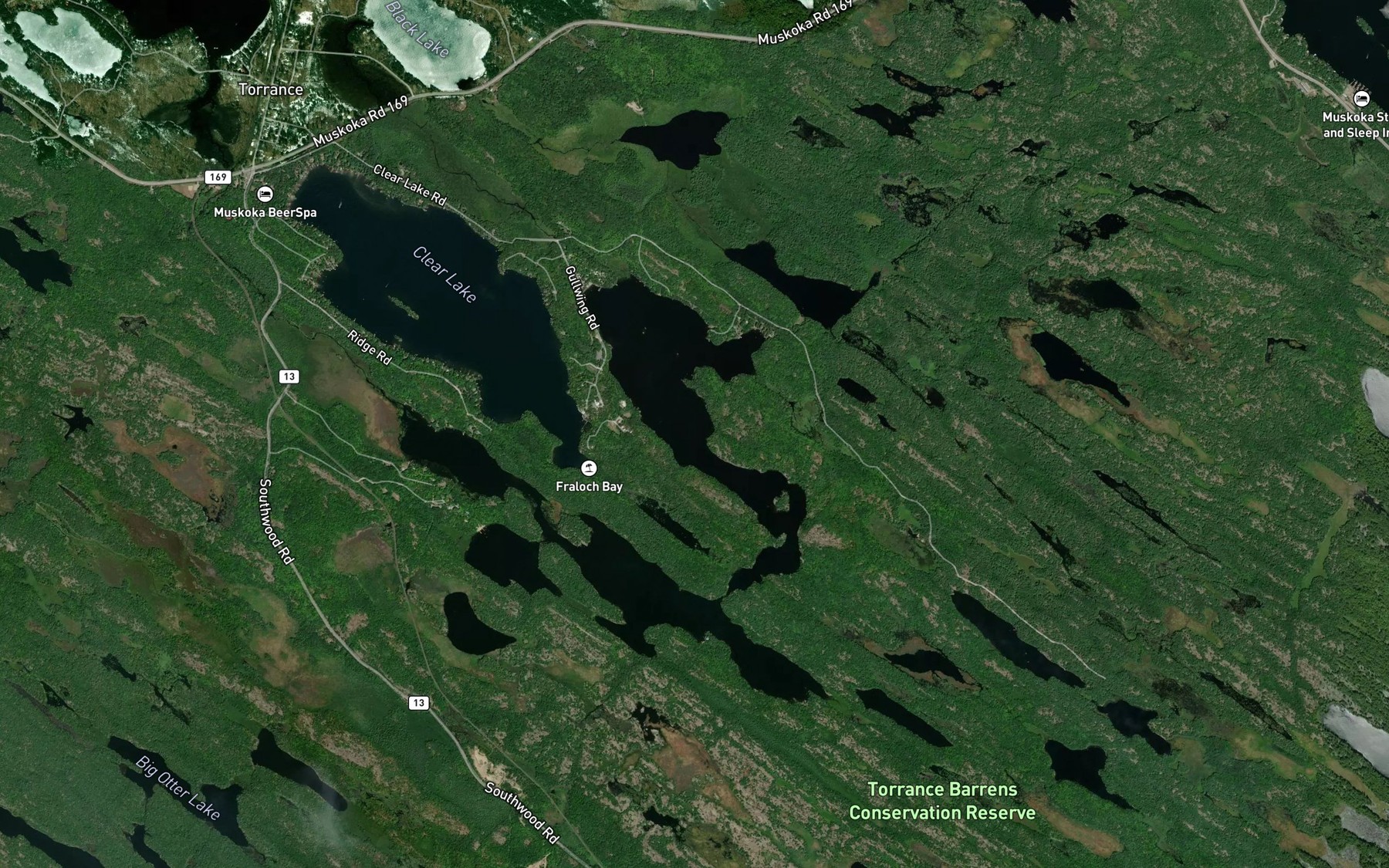 Satellite map of the Gullwing Lake