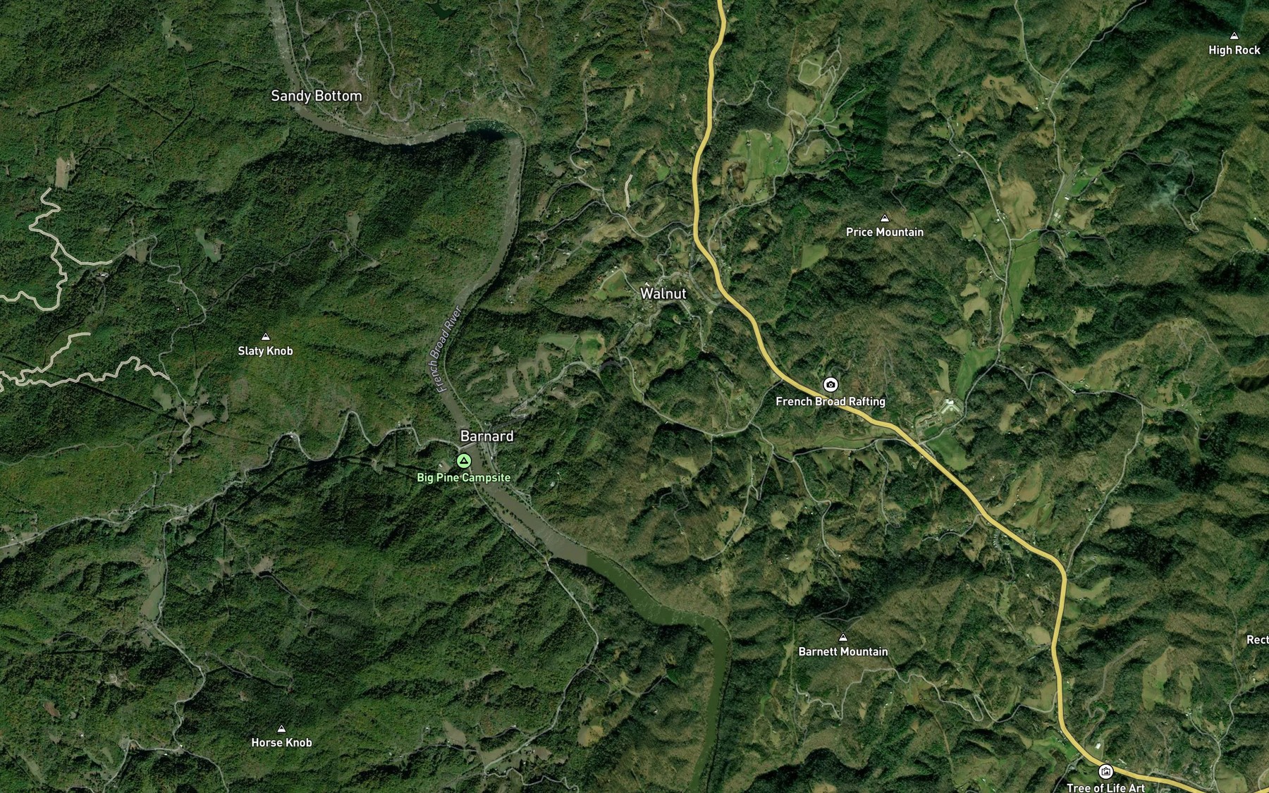 Satellite map of the Thomas Branch
