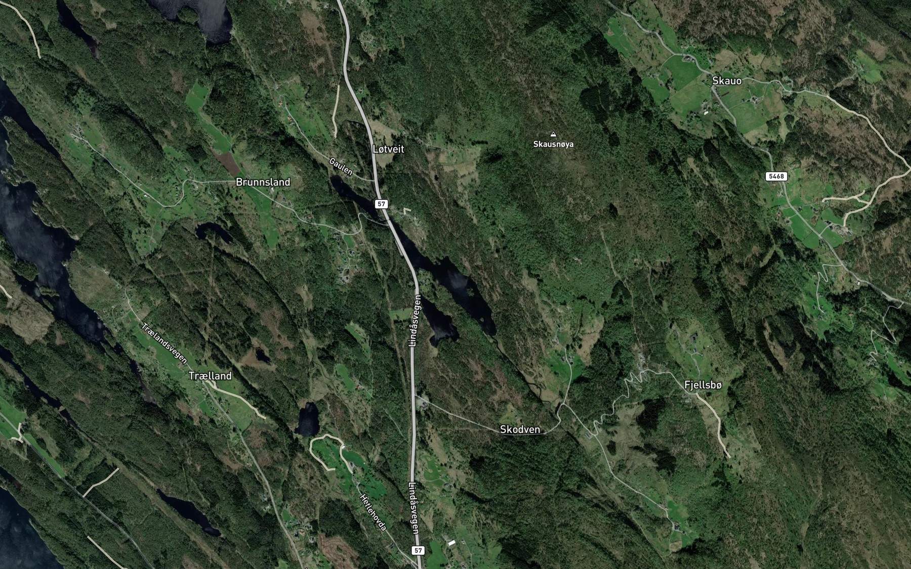 Satellite map of the Skodvinsvatnet