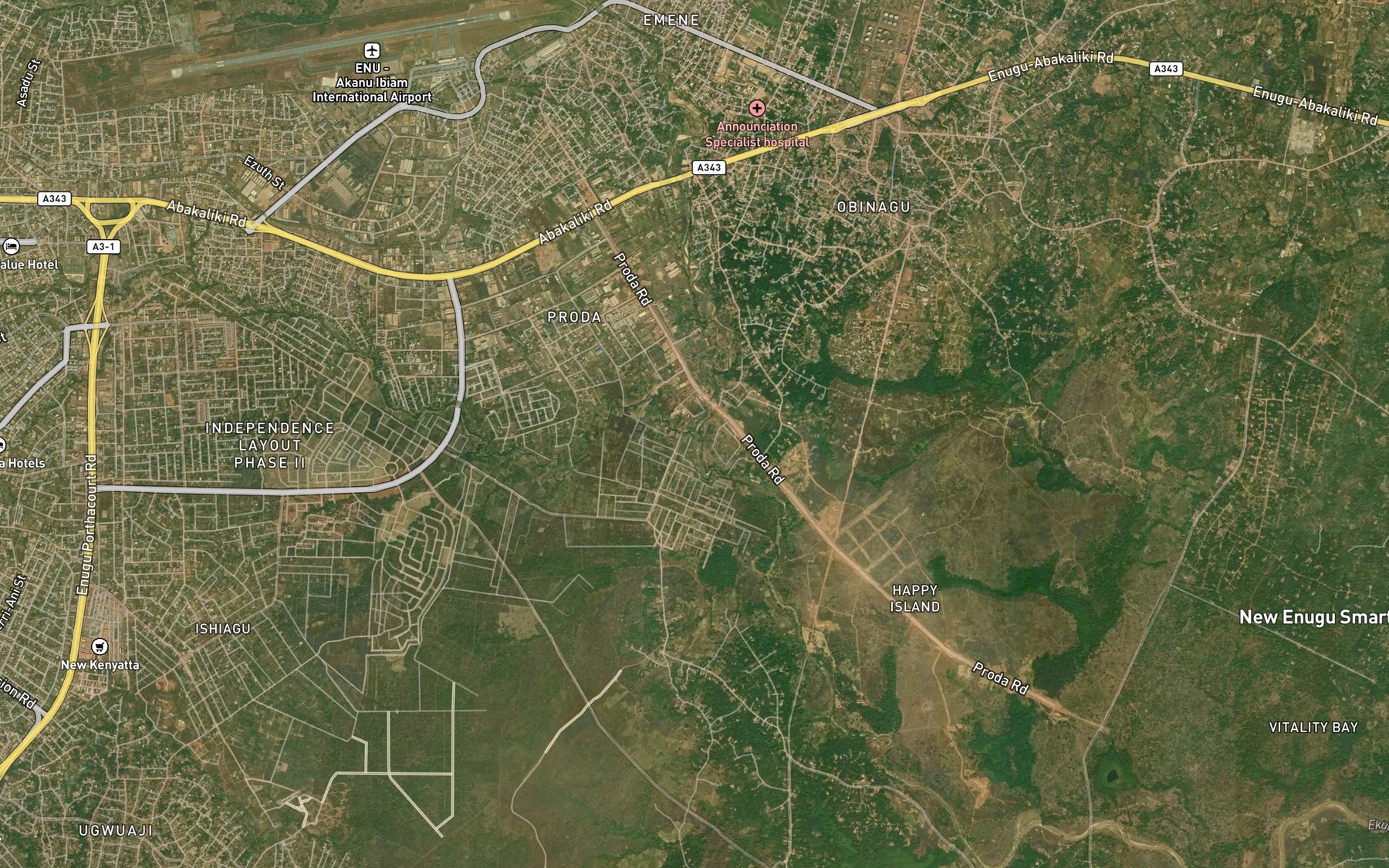 Satellite map of the River Asata