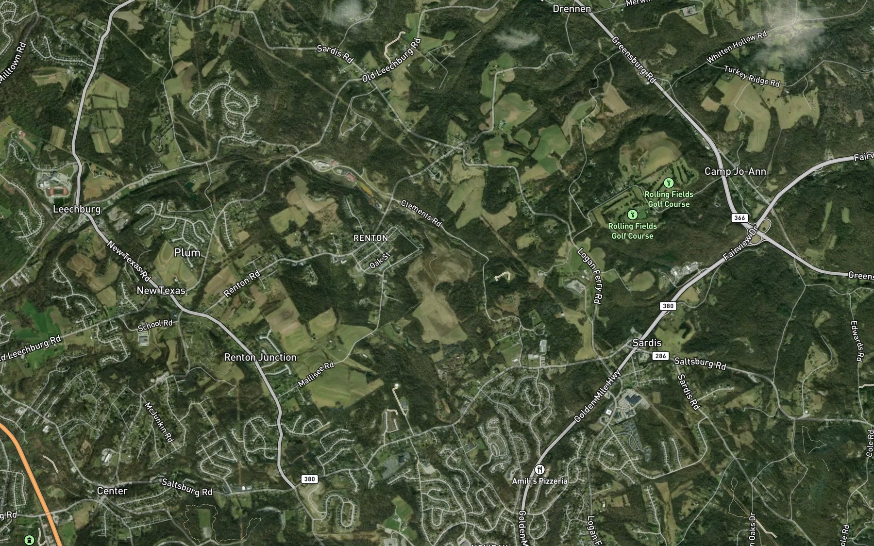 Satellite map of the Pond Three