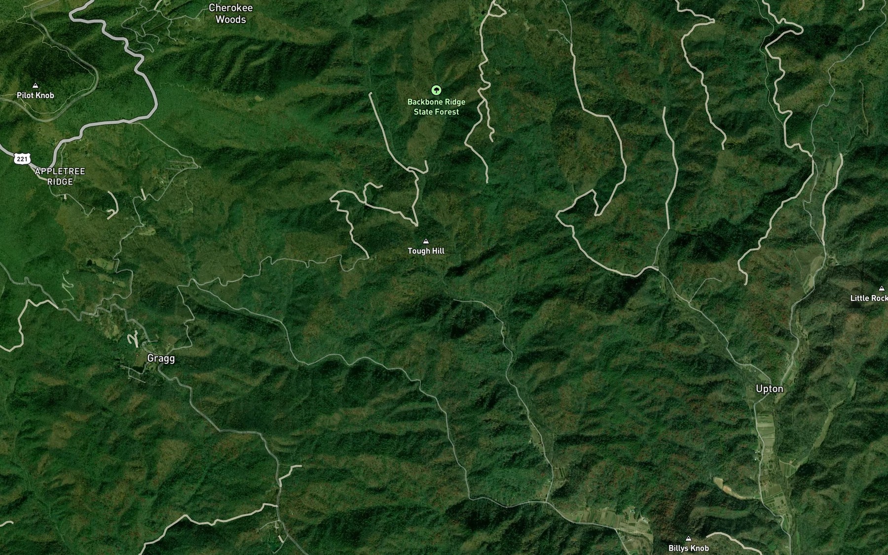 Satellite map of the Tough Hill Branch