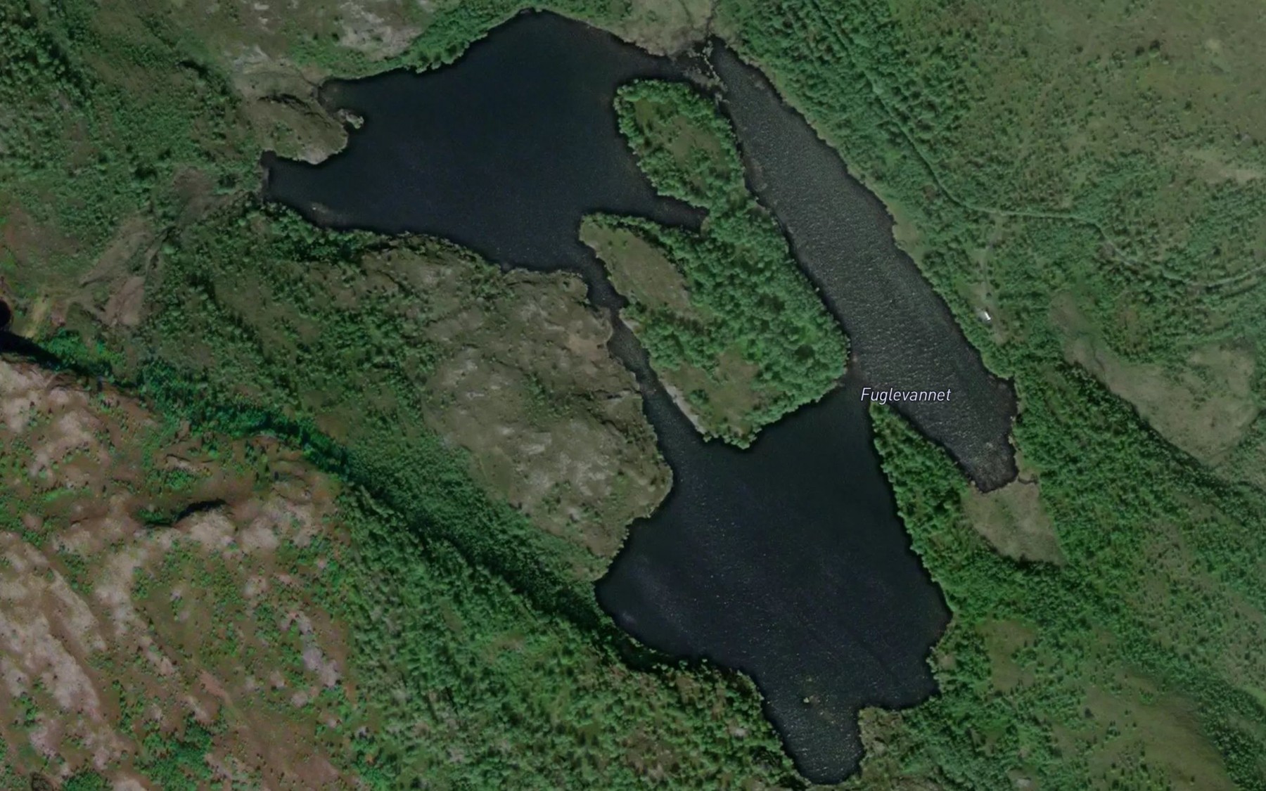 Satellite map of the Fuglevannet