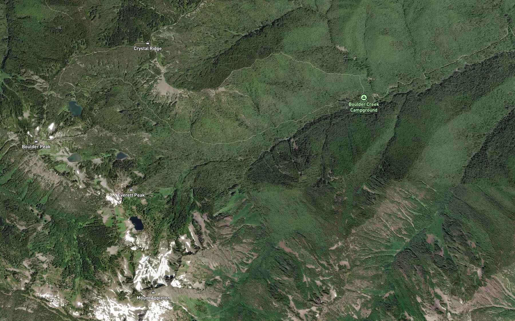Satellite map of the South Fork Boulder Creek