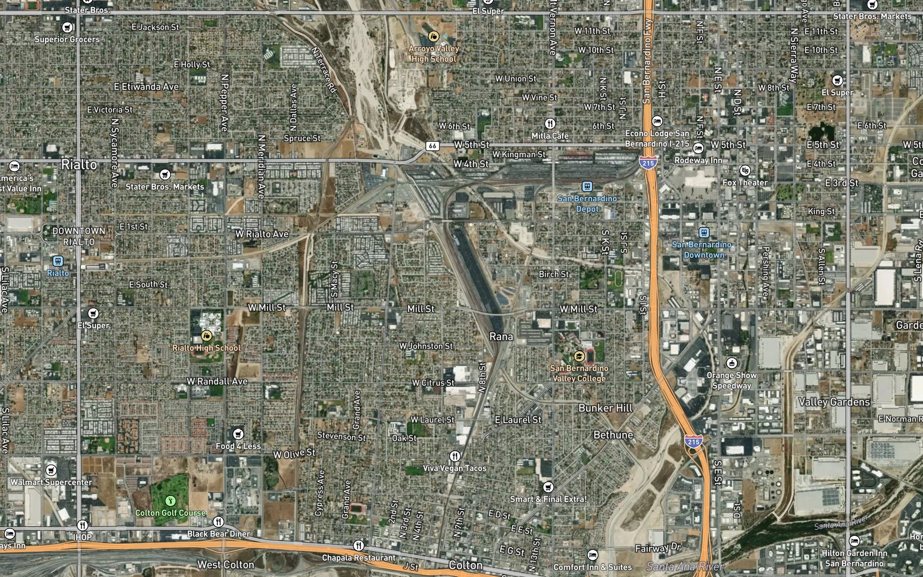 Satellite map of the Lytle Creek Channel