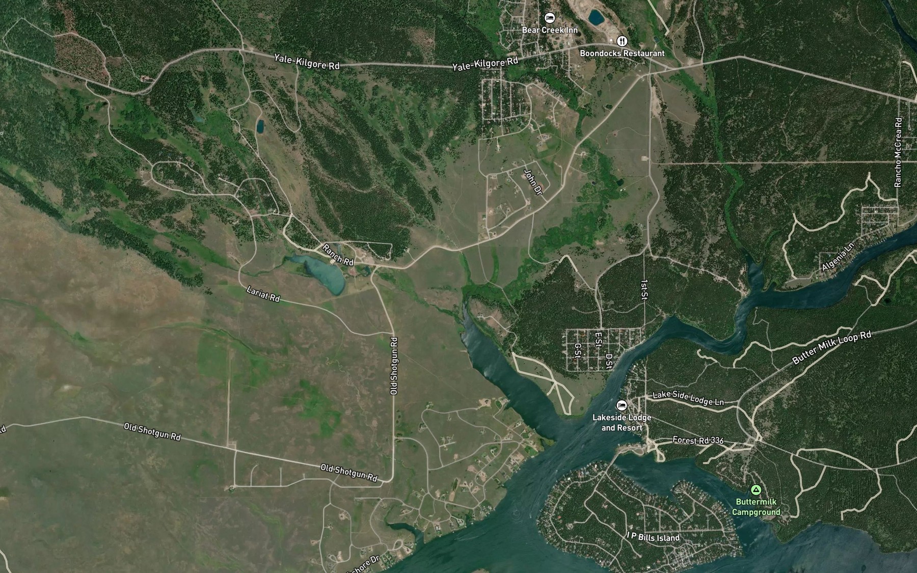Satellite map of the Blind Creek