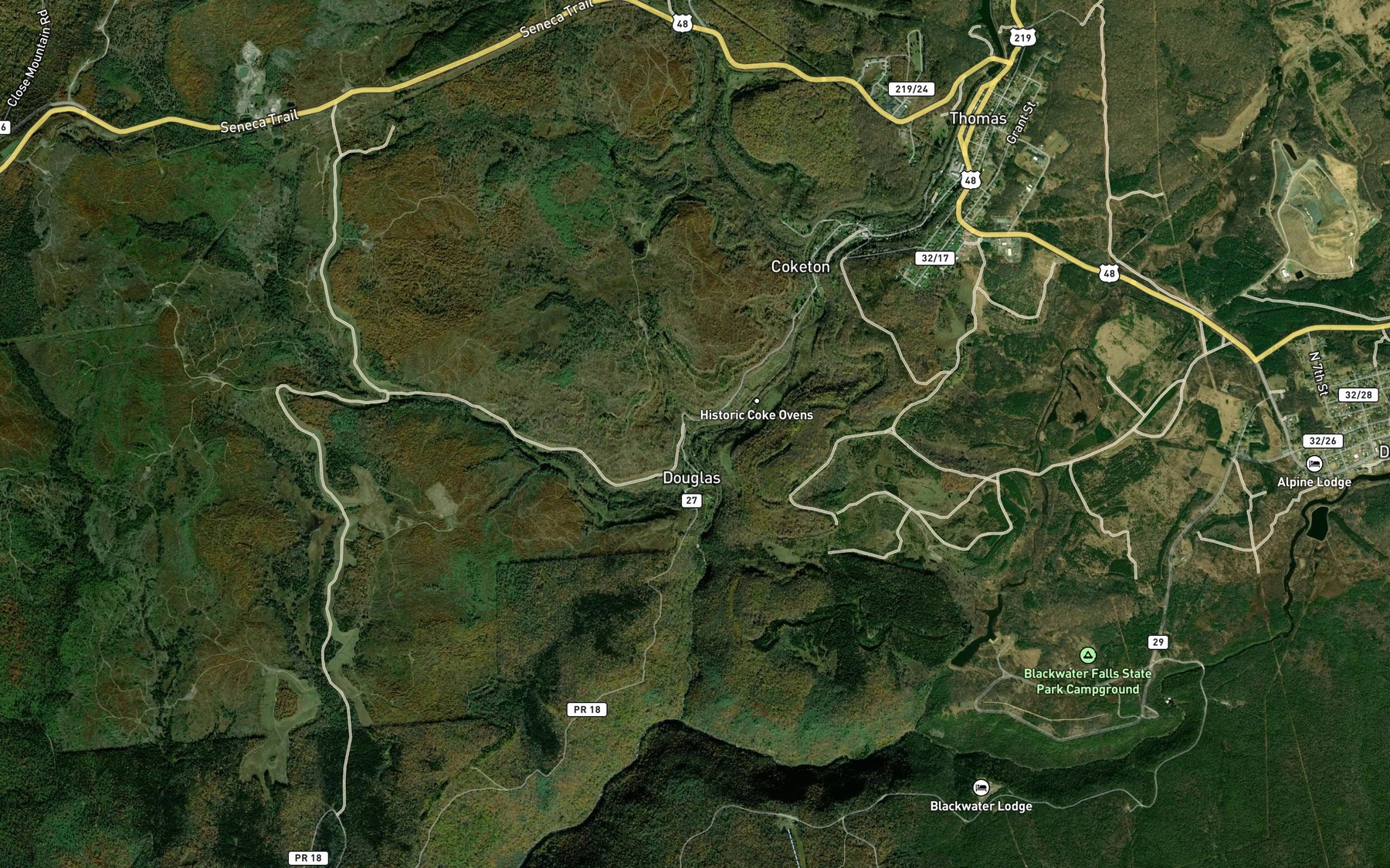 Satellite map of the Middle Run
