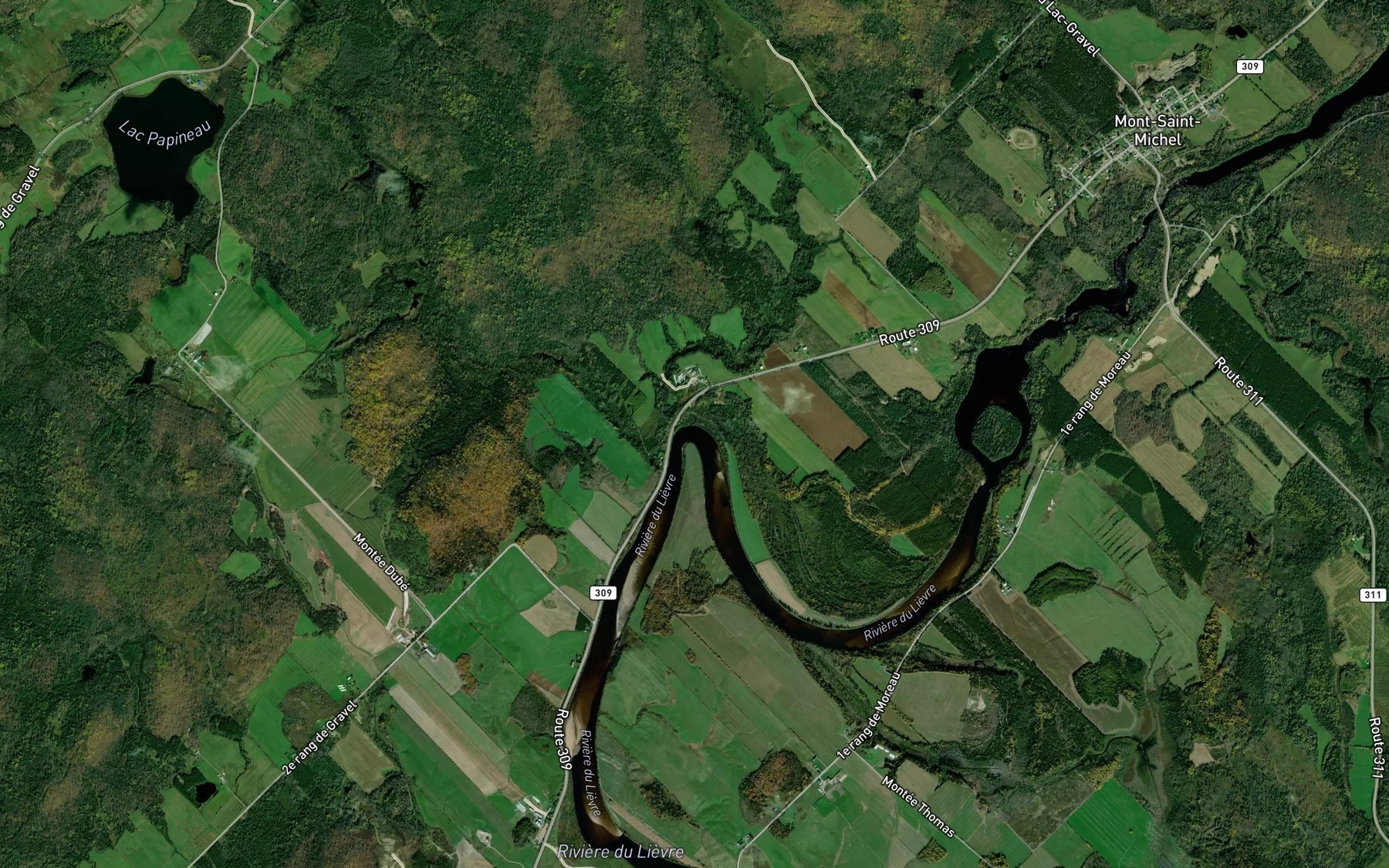 Satellite map of the Ruisseau Ouellette