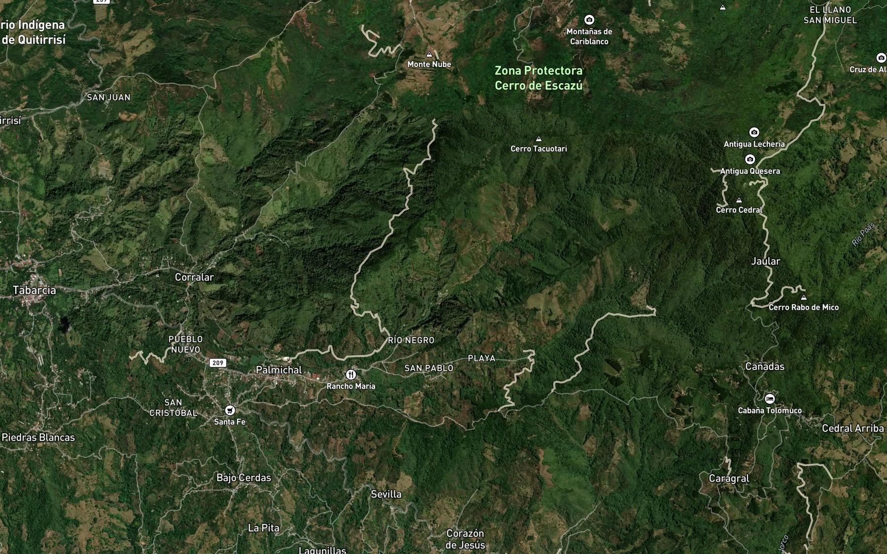 Satellite map of the Quebrada Grande