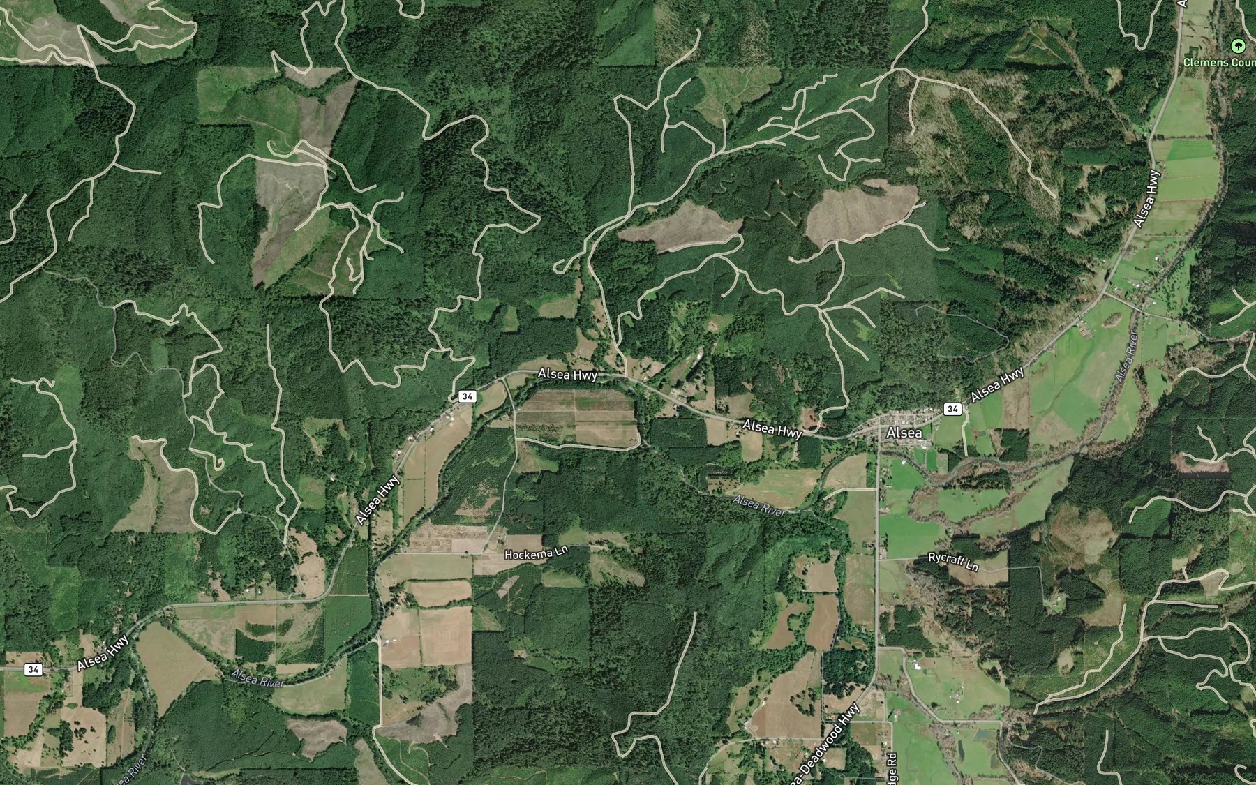 Satellite map of the Roberts Creek