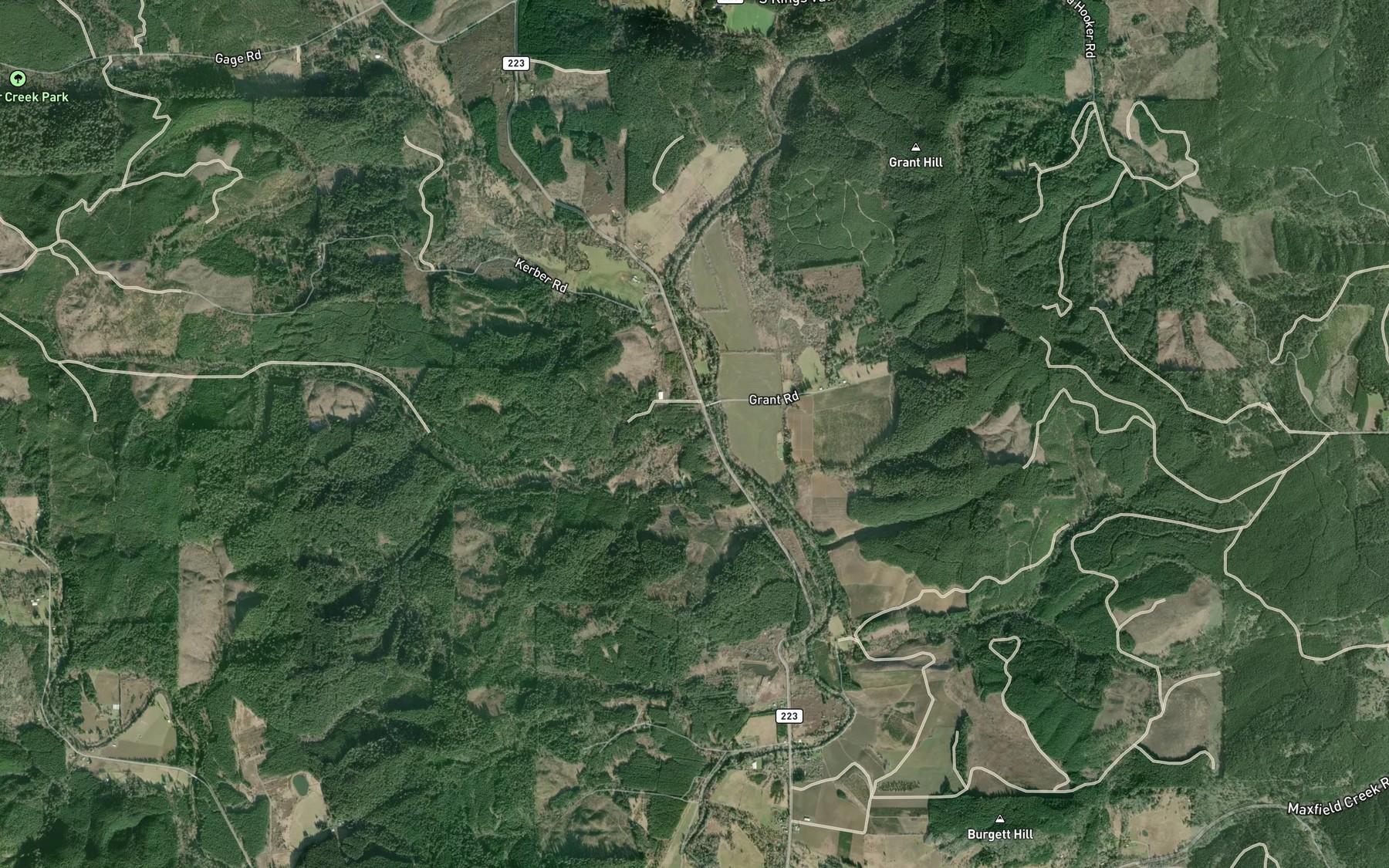 Satellite map of the Bump Creek