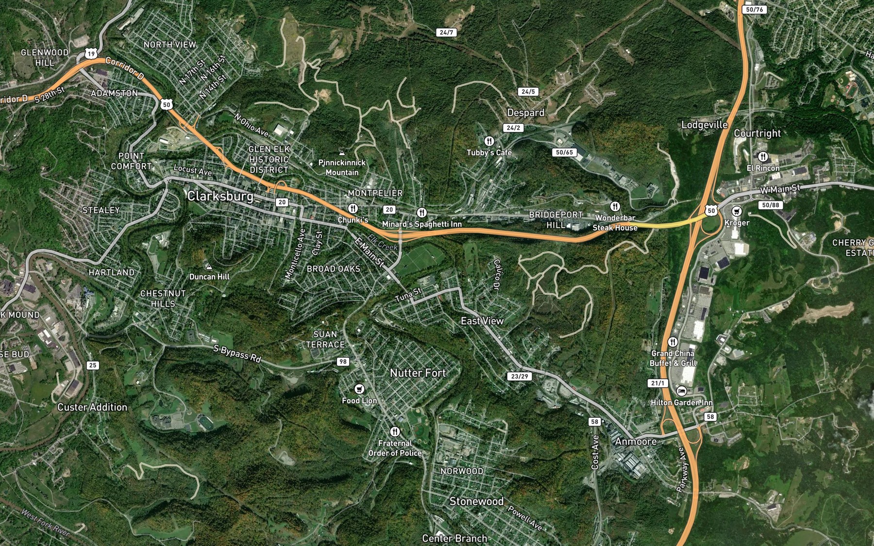 Satellite map of the Ann Moore Run