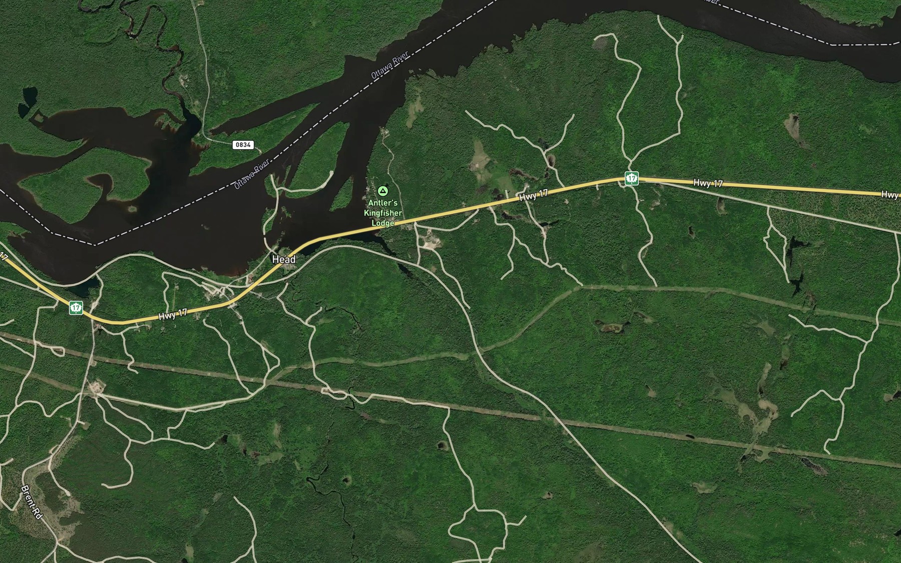 Satellite map of the Clara Creek