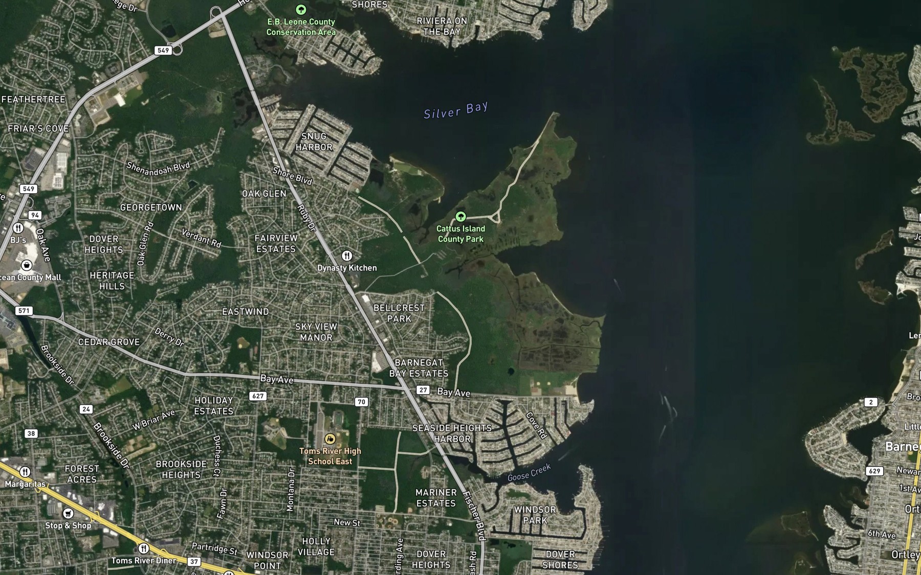 Satellite map of the Tide Creek