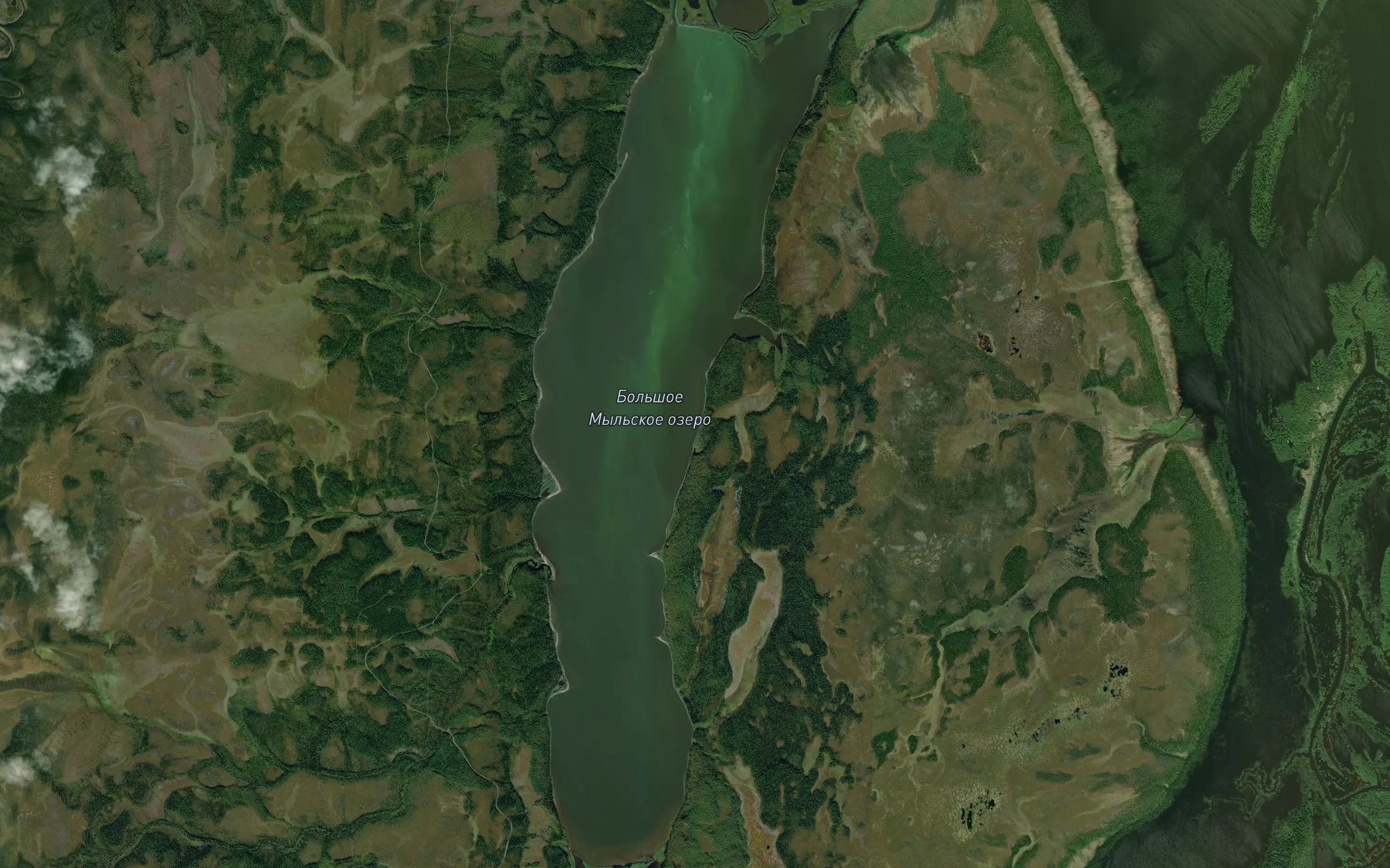 Satellite map of the Ozero Bol'shoye Myl'skoye