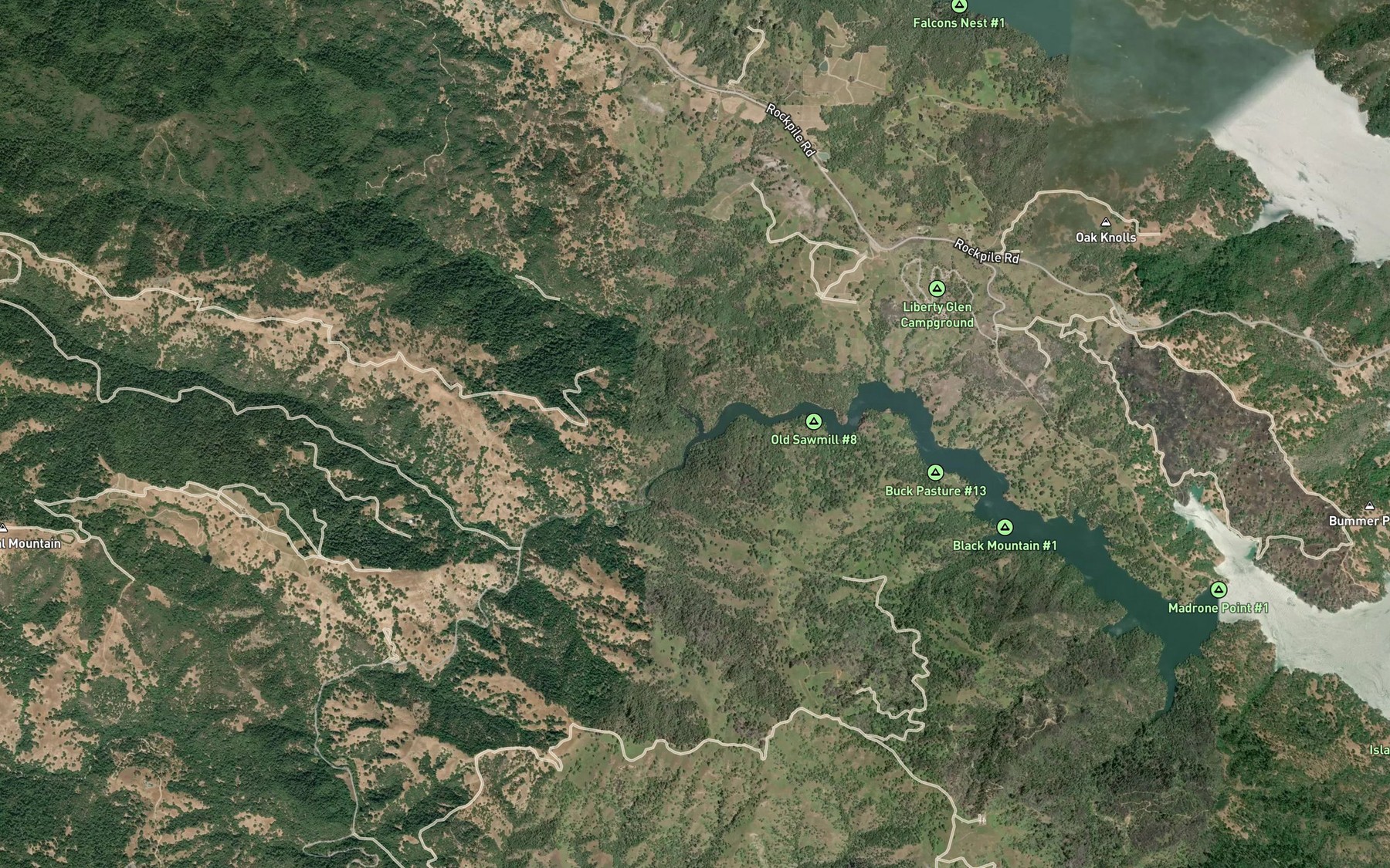 Satellite map of the Rancheria Creek