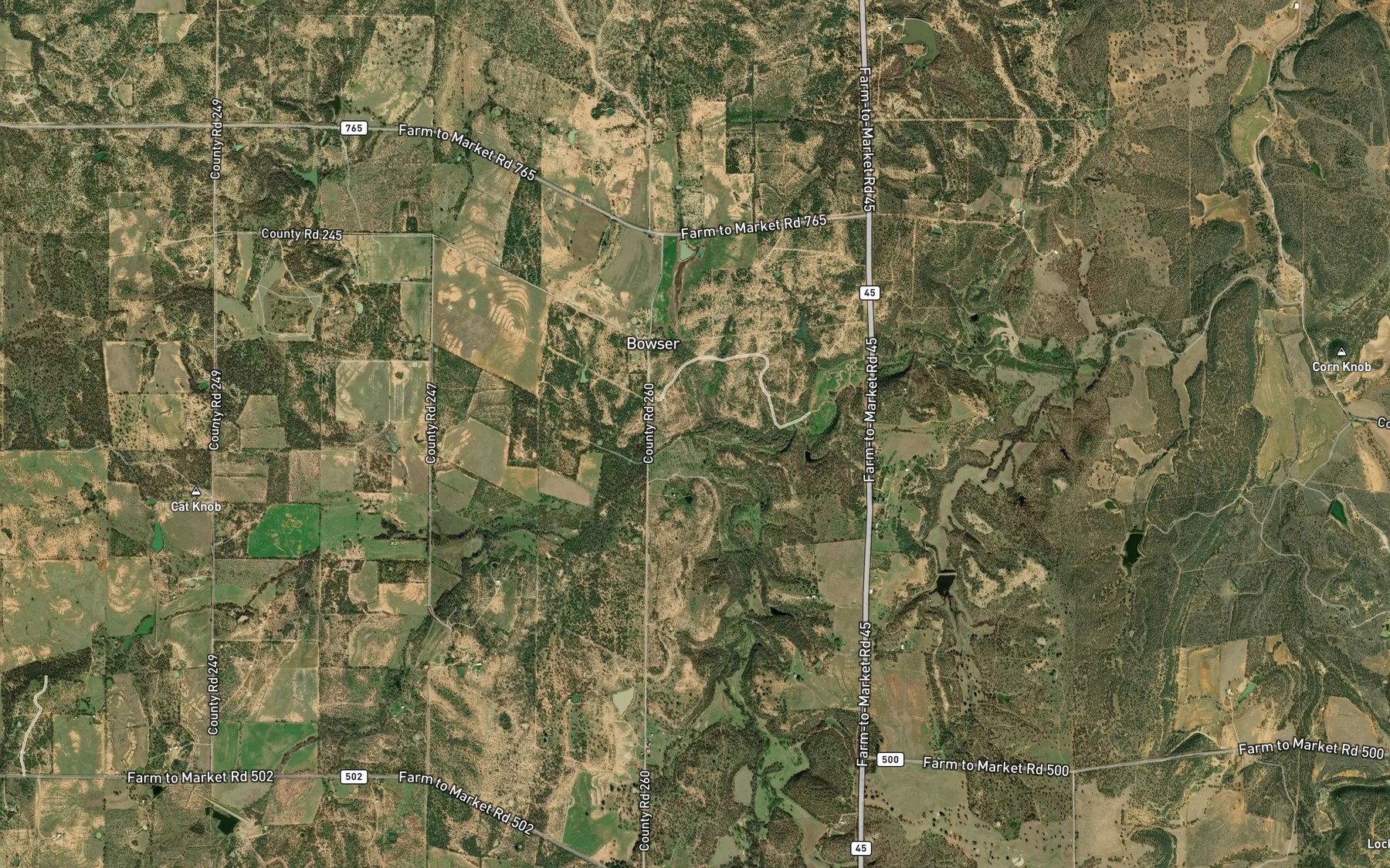Satellite map of the Sand Branch
