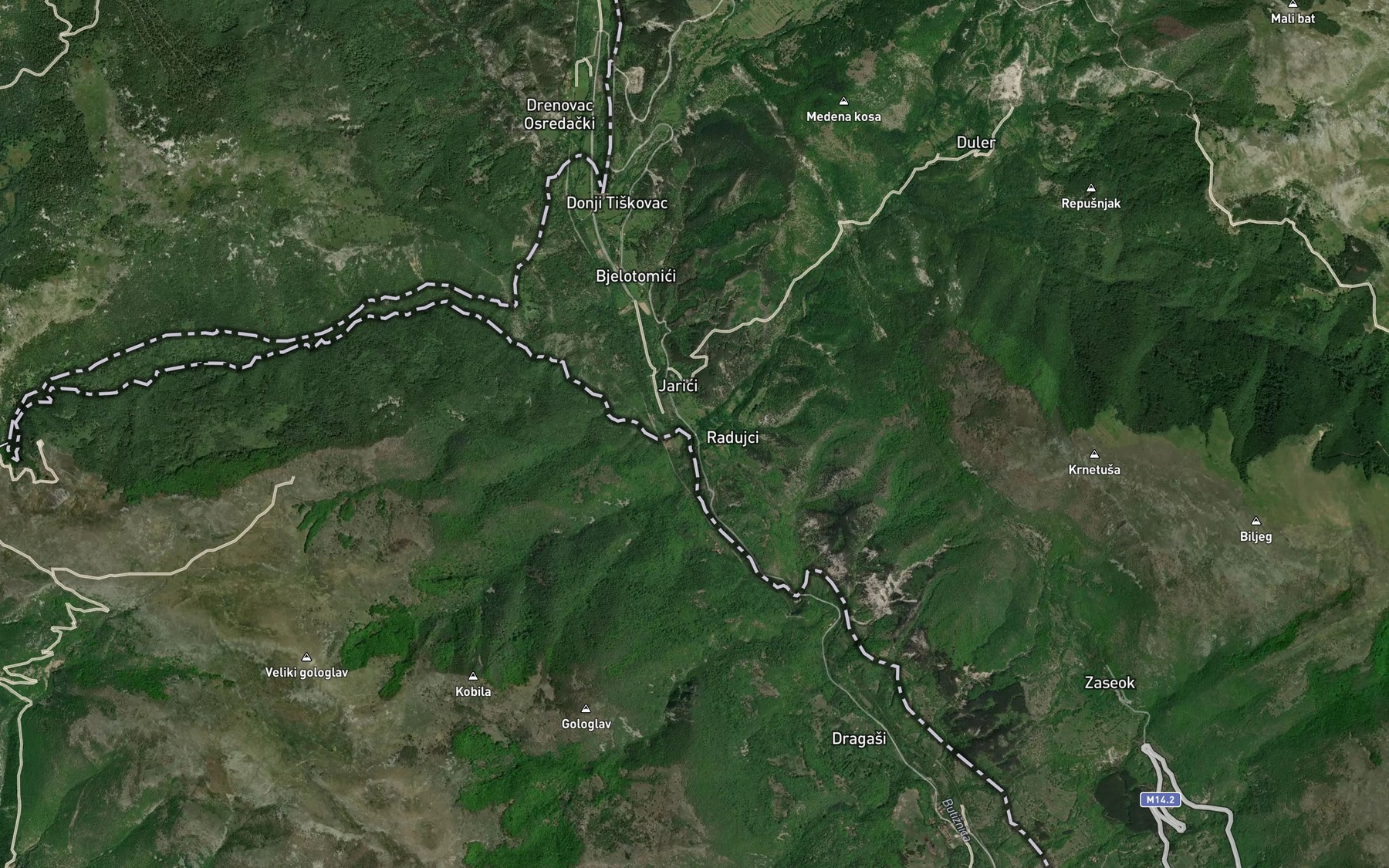 Satellite map of the Dulerski Potok