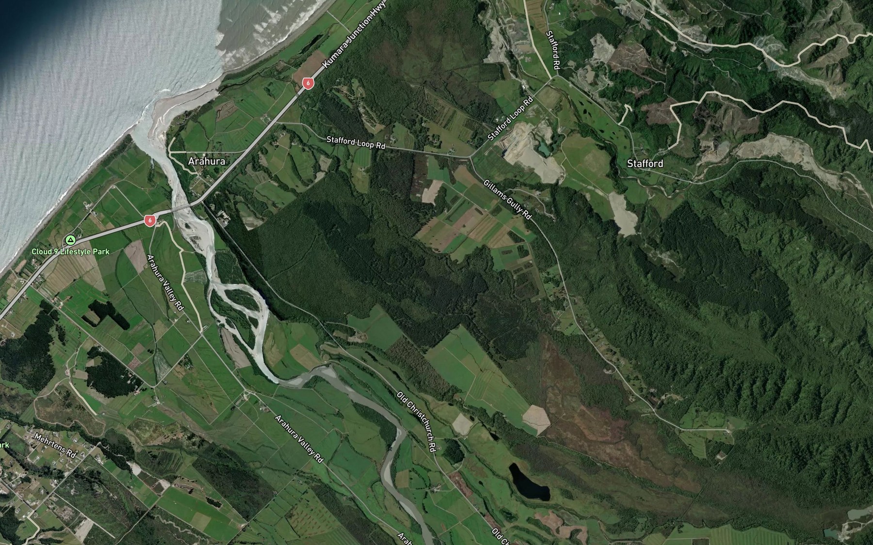 Satellite map of the Red Jacks Creek