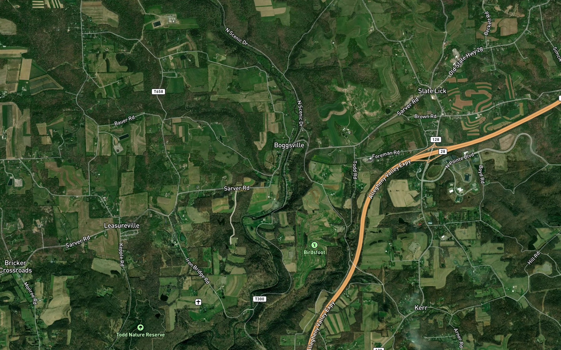 Satellite map of the Cornplanter Run