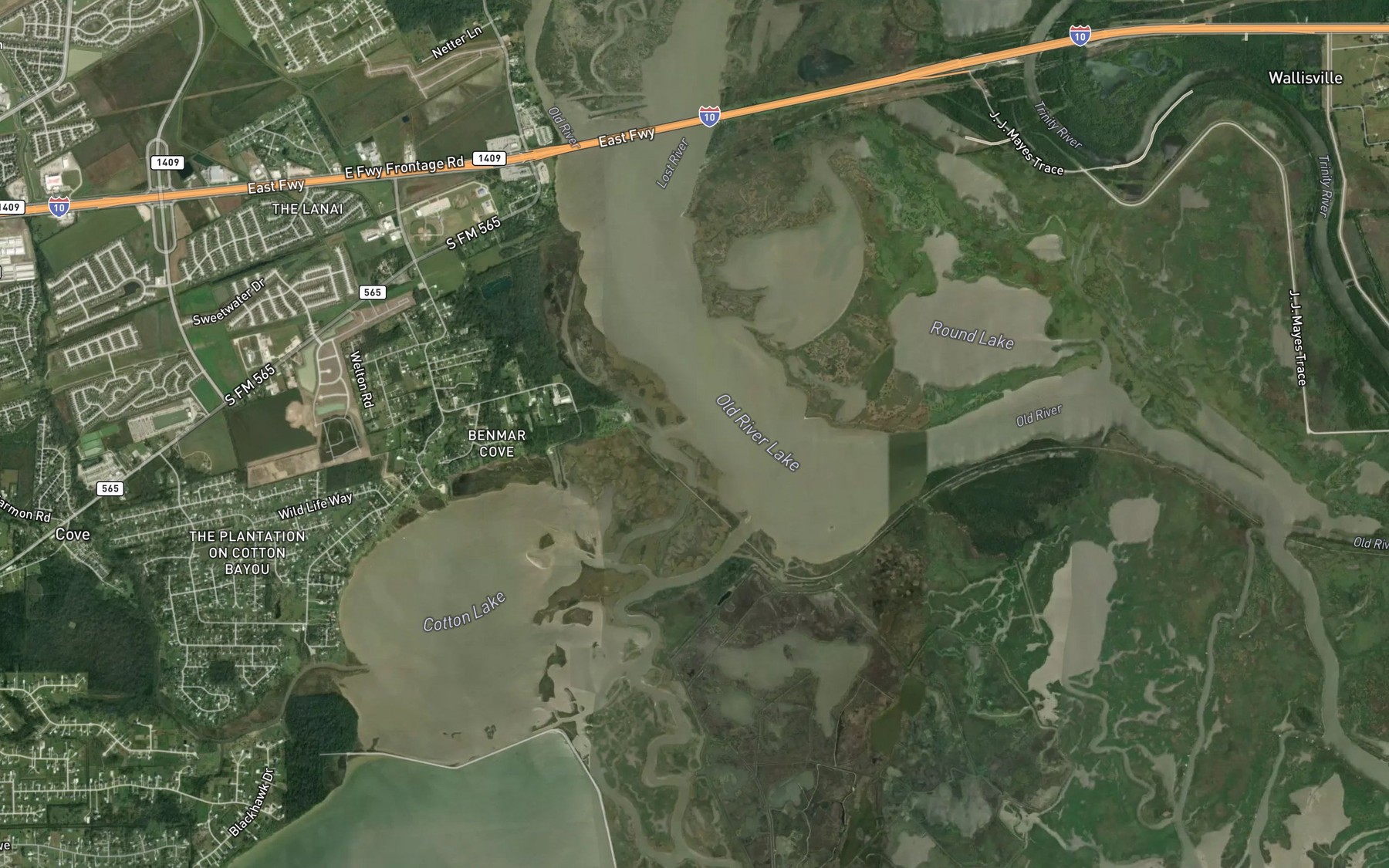 Satellite map of the Cotton Bayou