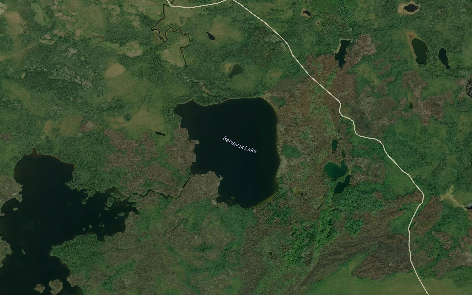 Satellite map of the Beeswax Lake