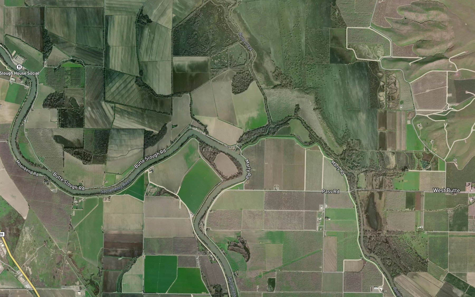 Satellite map of the Butte Creek