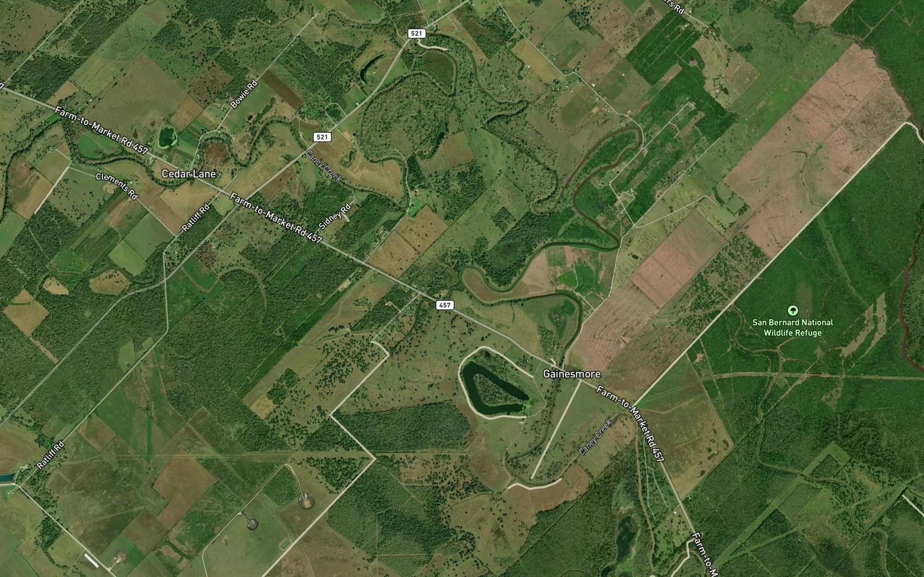 Satellite map of the Dead Slough