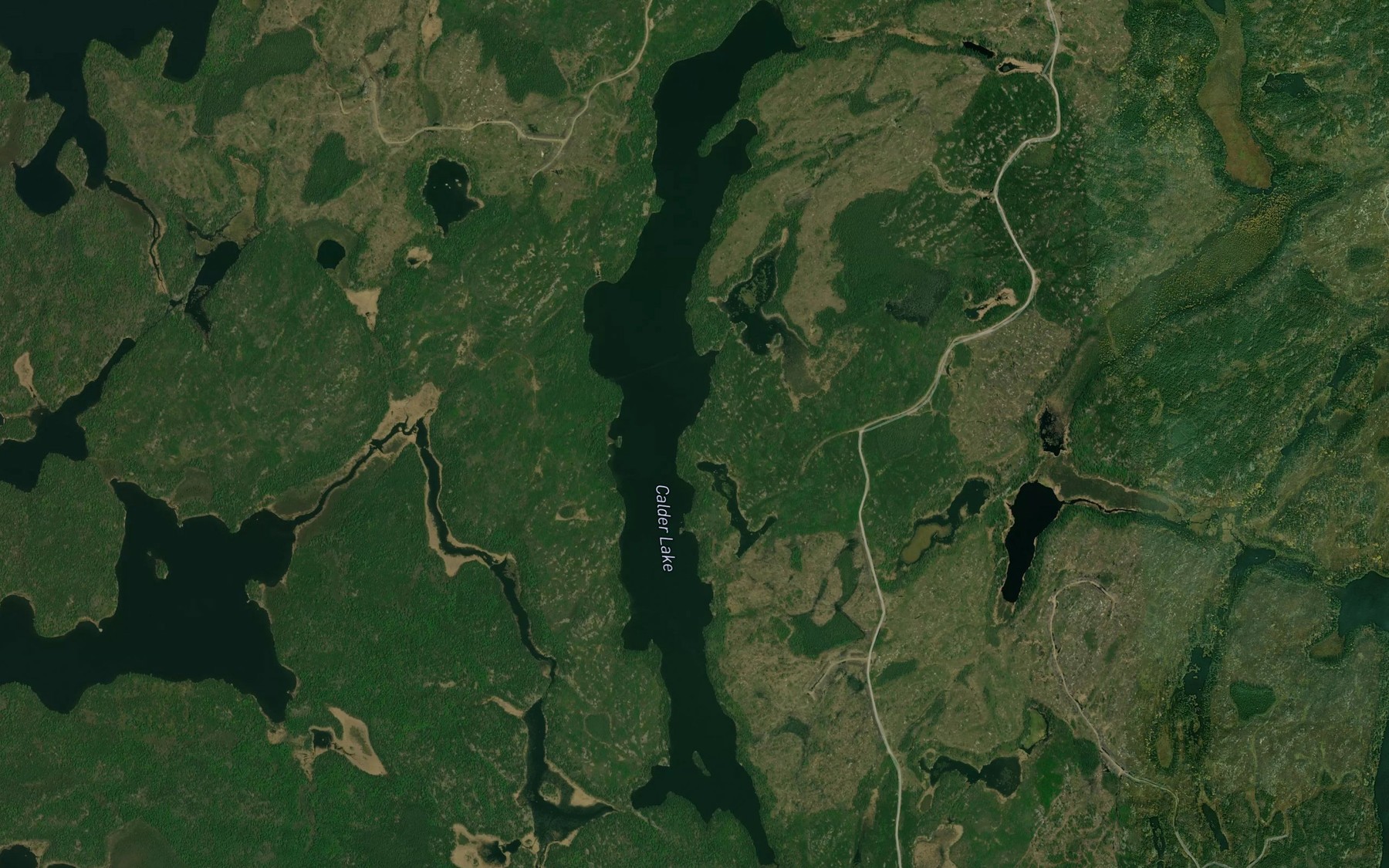Satellite map of the Calder Lake