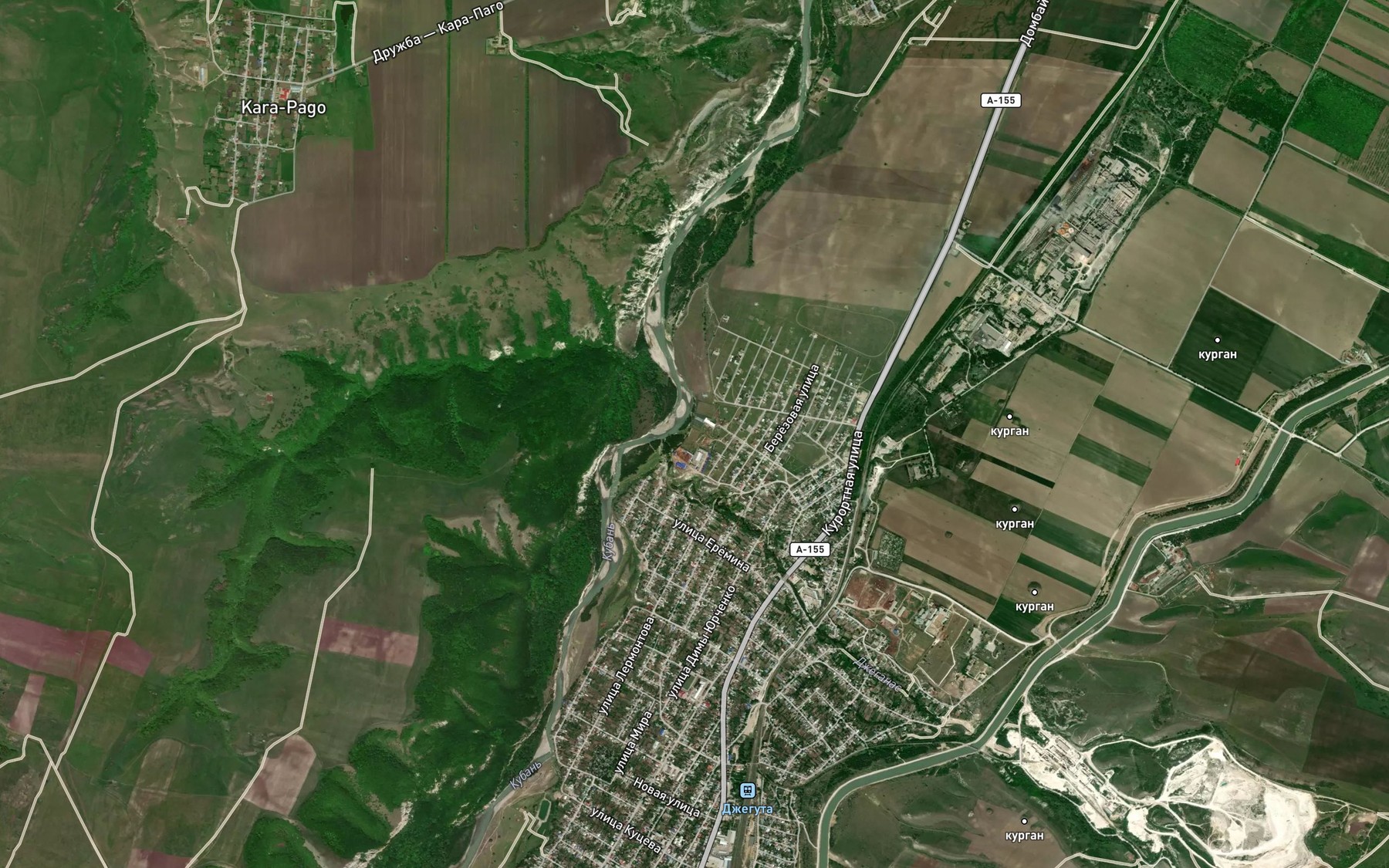 Satellite map of the Dzhegonas