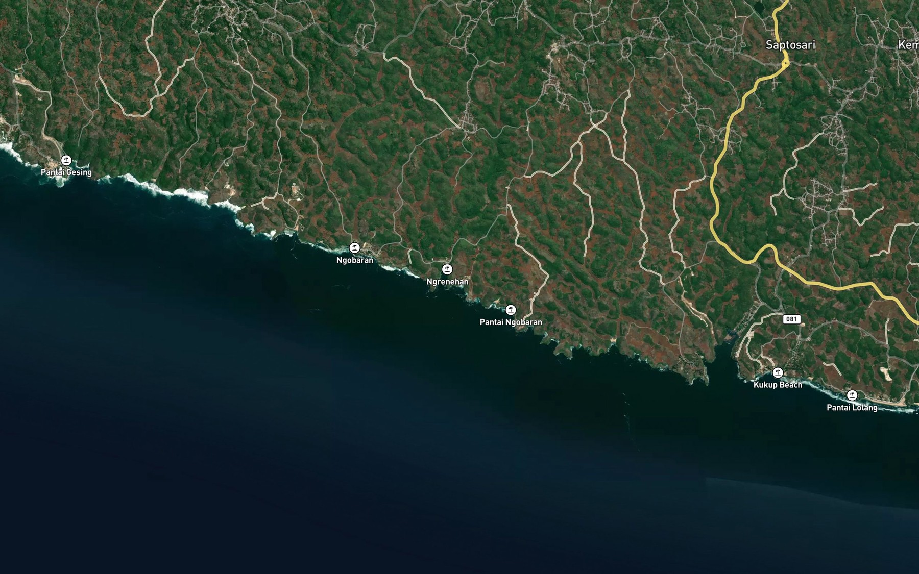Satellite map of the Teluk Dadapayam